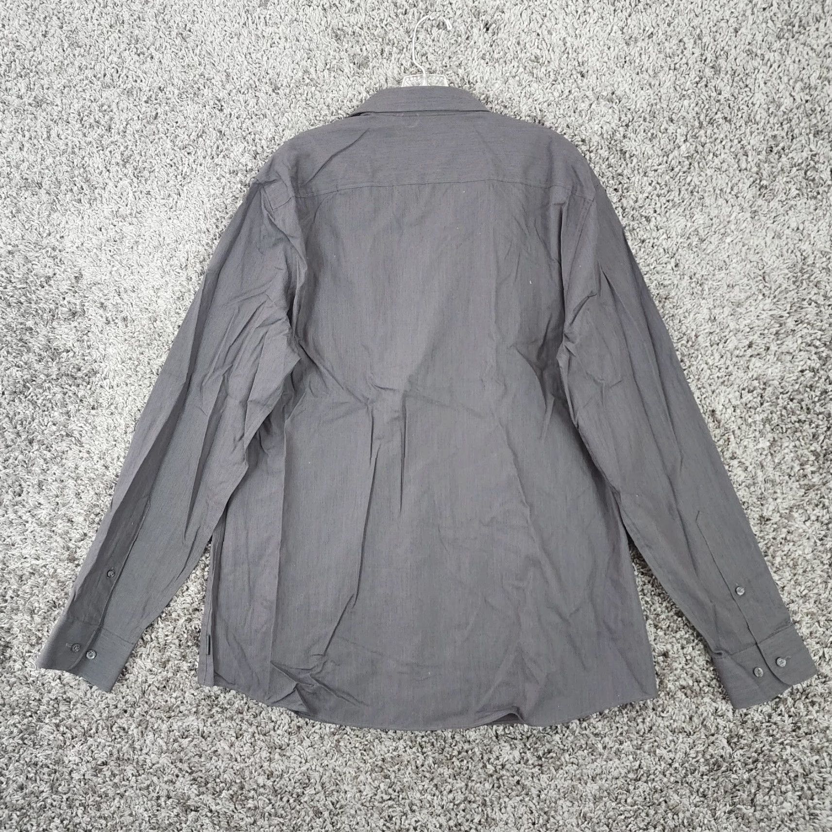 Perry Ellis PERRY ELLIS Slim Fit Long Sleeve Button-Up Dress Shirt Gray XL Mens Size 46R - 5 Thumbnail