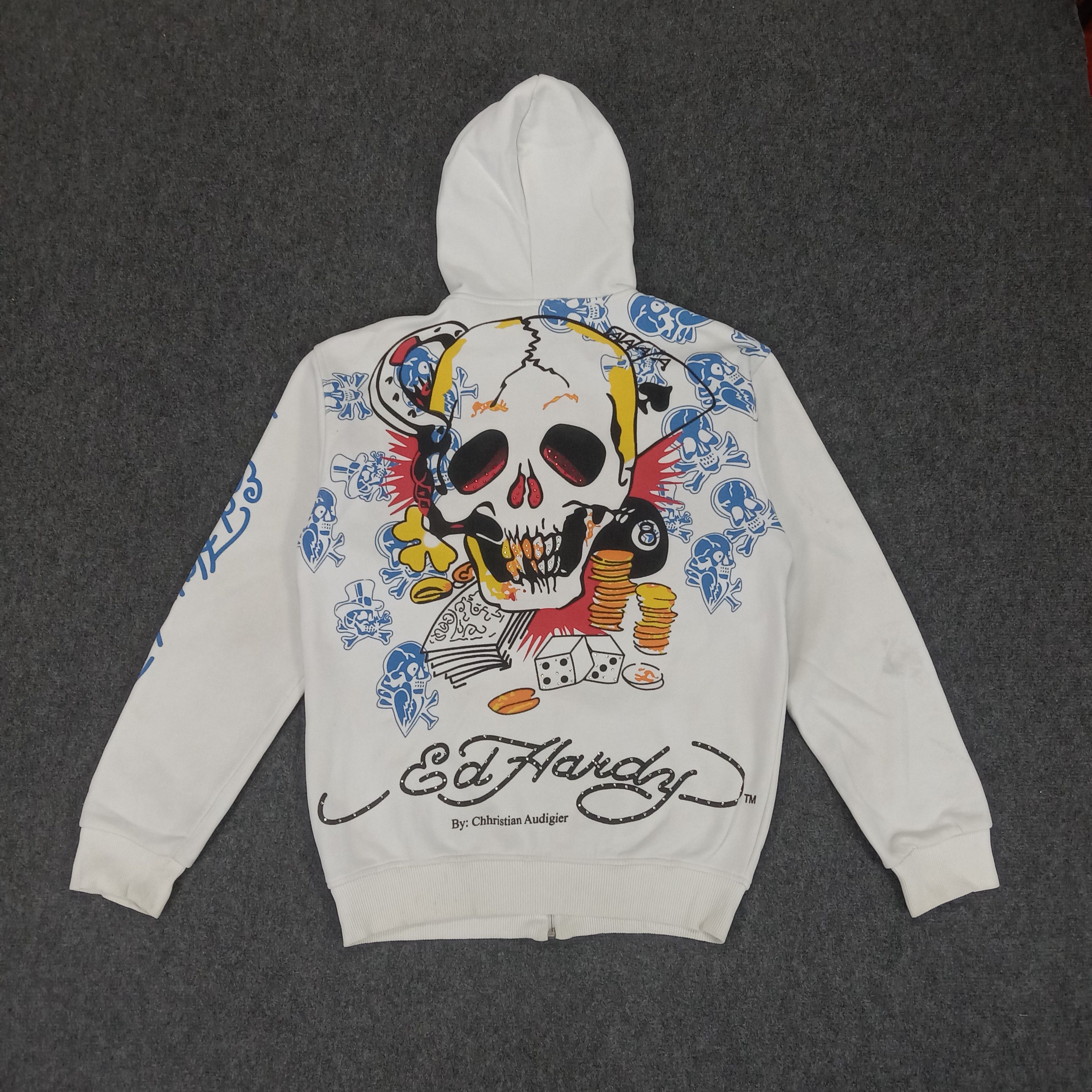 Christian Audigier × Ed Hardy × Vintage Ed Hardy By Christian Audigier Designer Skull Hoodie Size US M / EU 48-50 / 2 - 1 Thumbnail