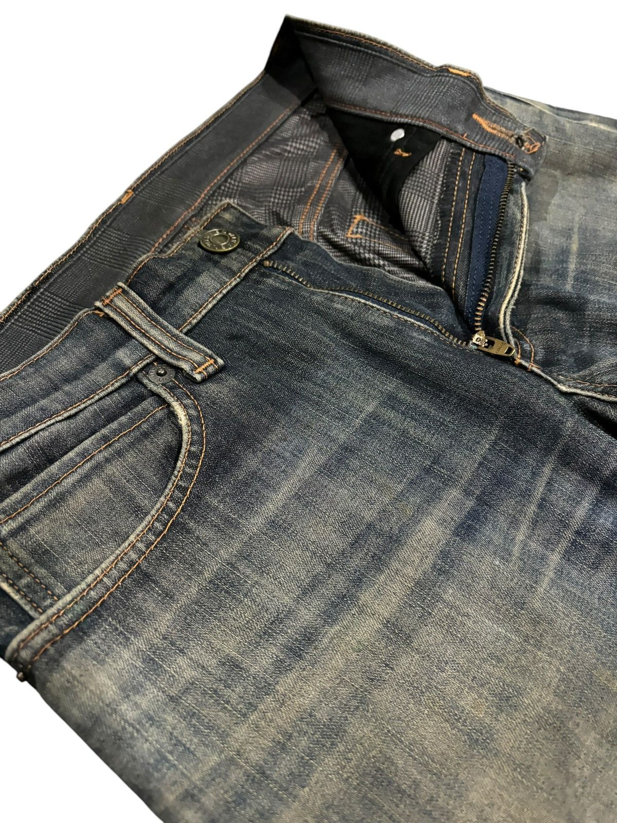 Edwin × Seditionaries Vtg Y2k Edwin 503 Wild Fire Distressed Straight Cut Jeans Size US 31 - 4 Thumbnail