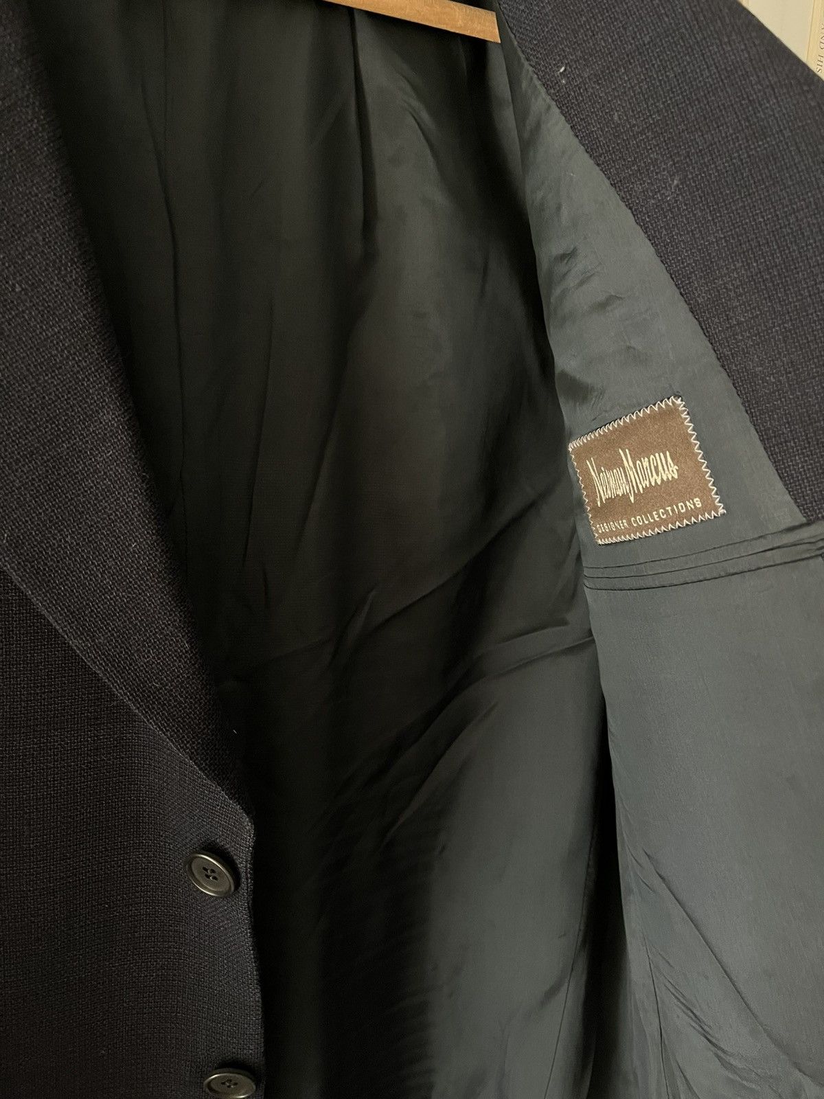 Giorgio Armani Vintage 90s Giorgio Armani Collezioni Woven Wool Navy Jacket Size 40R - 6 Thumbnail