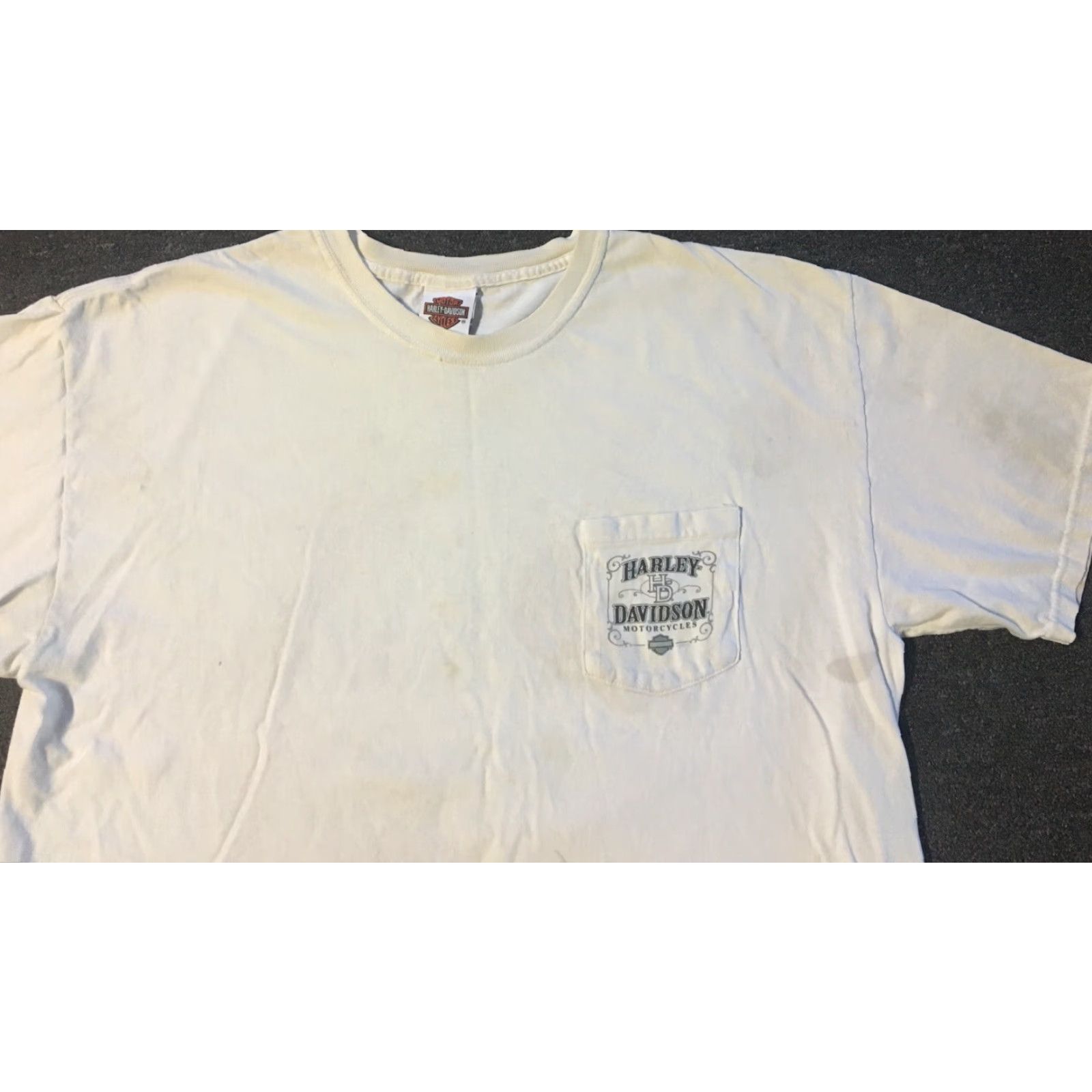 Harley Davidson VINTAGE Harley-Davidson Shirt XL White Bald Eagle Distressed 90s Grunge Biker USA Califonia 70s 80s Punk Graphic Tee Mens Size US XL / EU 56 / 4 - 6 Thumbnail