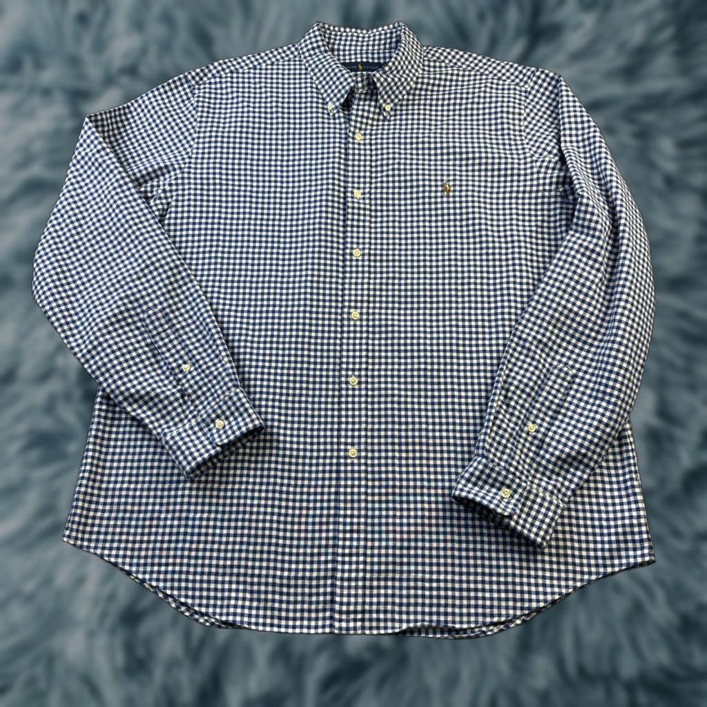 Ralph Lauren Ralph Lauren Shirt Mens 2XL Blue Oxford Button Up Gingham Plaid Pony Size US XXL / EU 58 / 5 - 1 Thumbnail