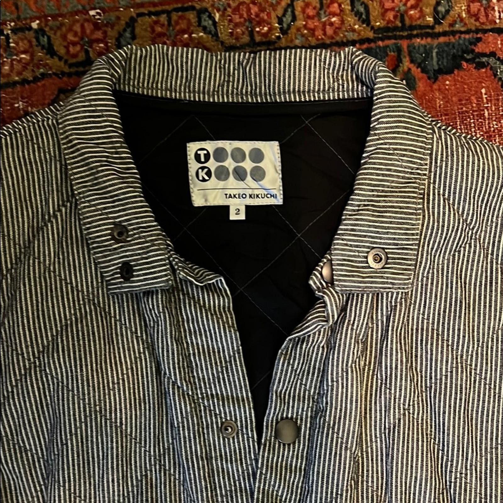Takeo Kikuchi hickory stripe quilted shirt jacket