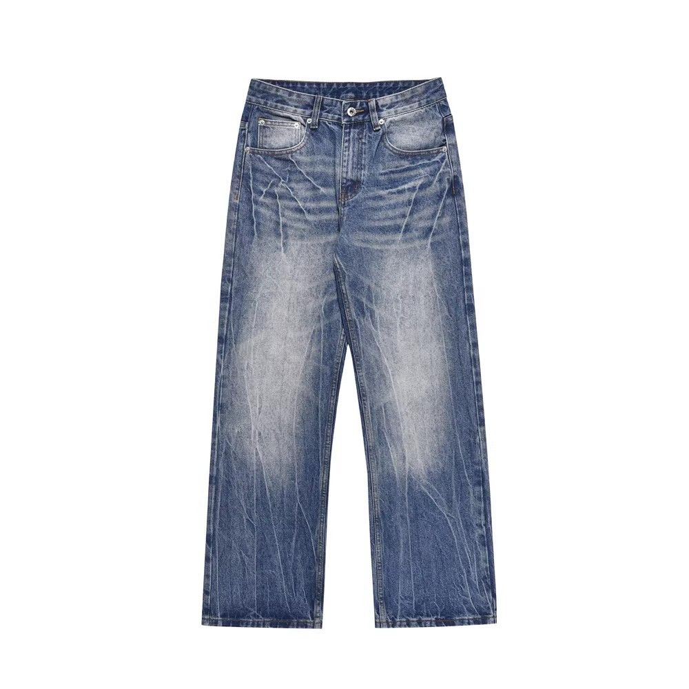 Japanese Brand × Jean American washed distressed men's loose retro casual jeans Size US 32 / EU 48 - 1 Thumbnail