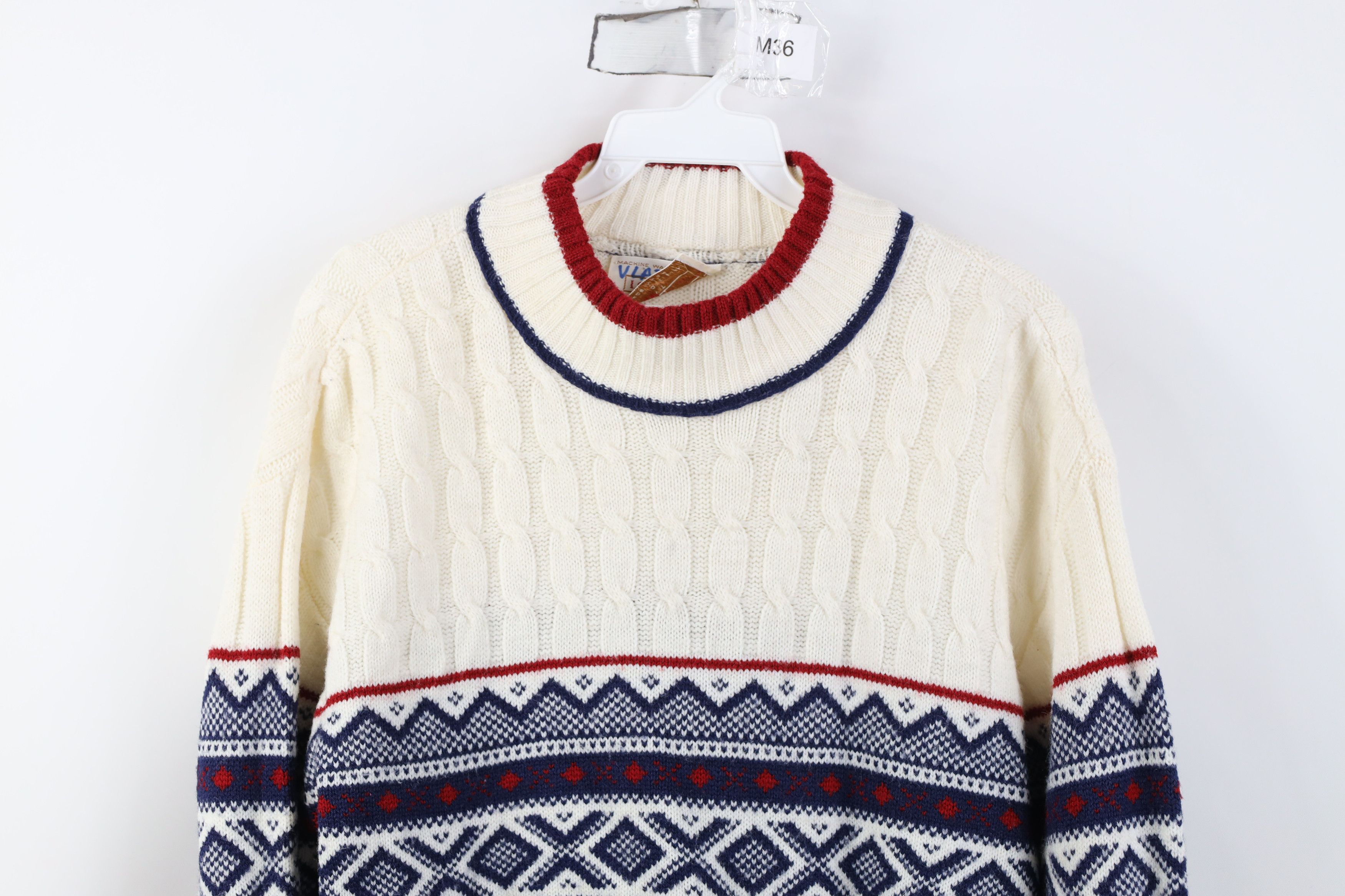 Vintage Vintage 60s 70s Streetwear Chunky Cable Mock Neck Sweater Size US XL / EU 56 / 4 - 2 Thumbnail