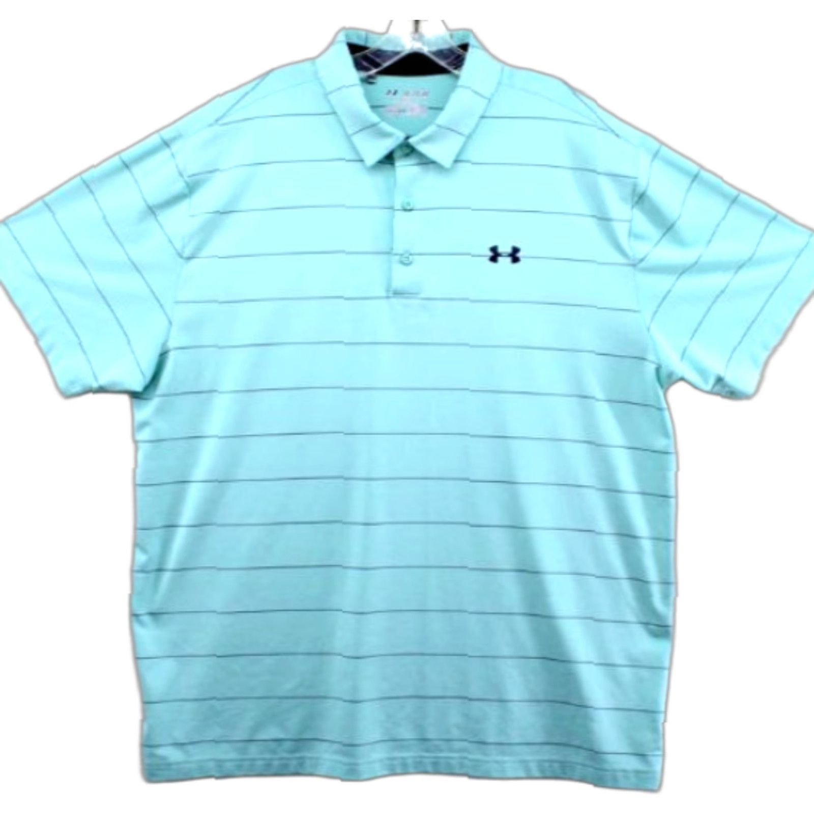 Under Armour VINTAGE Under Armour Polo Shirt Men's 2XL Green Striped Loose Fit HeatGear Golf Preppy Size US XXL / EU 58 / 5 - 1 Thumbnail