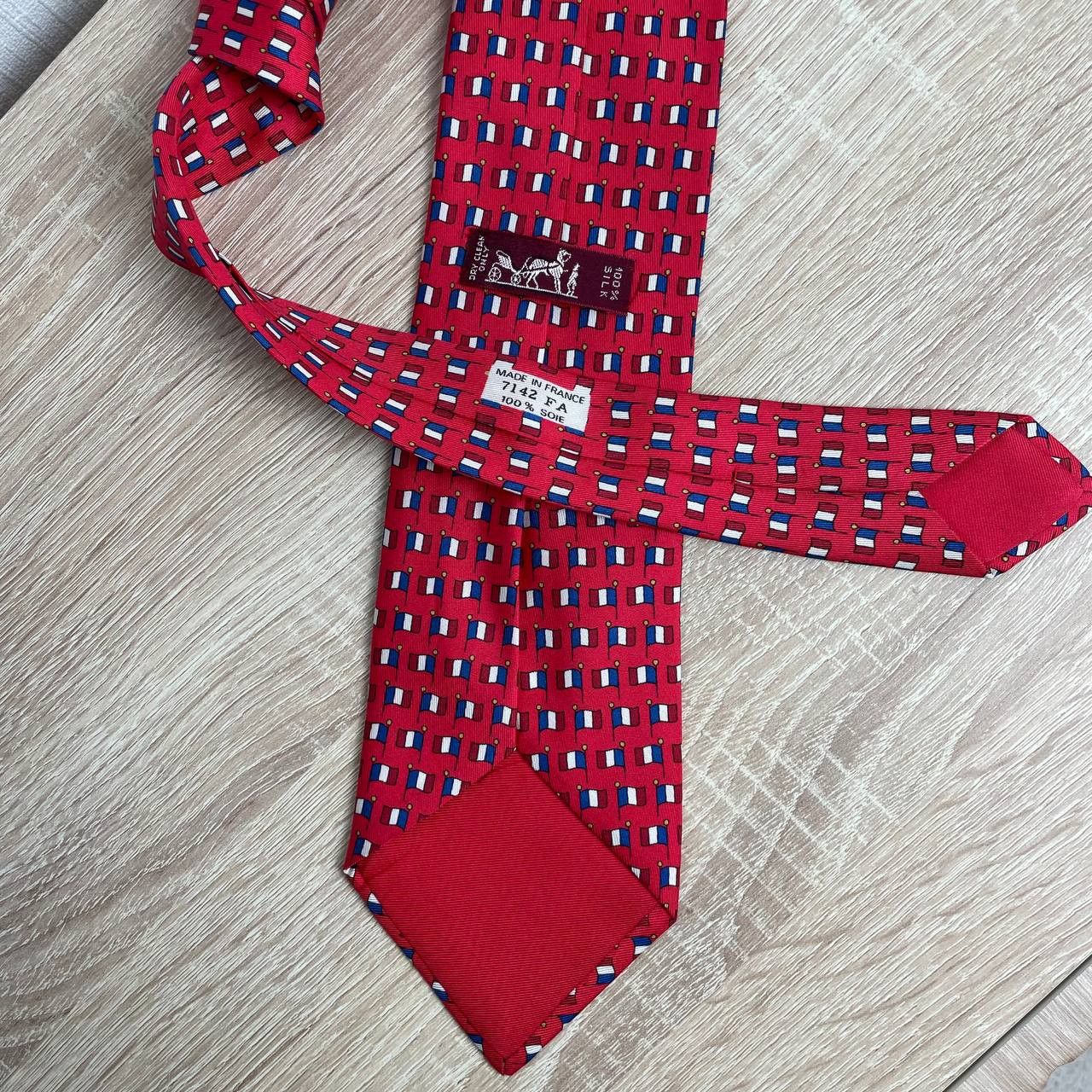 Hermes Hermes Paris Silk Tie 7142 FA France Flag Red Size ONE SIZE - 3 Thumbnail