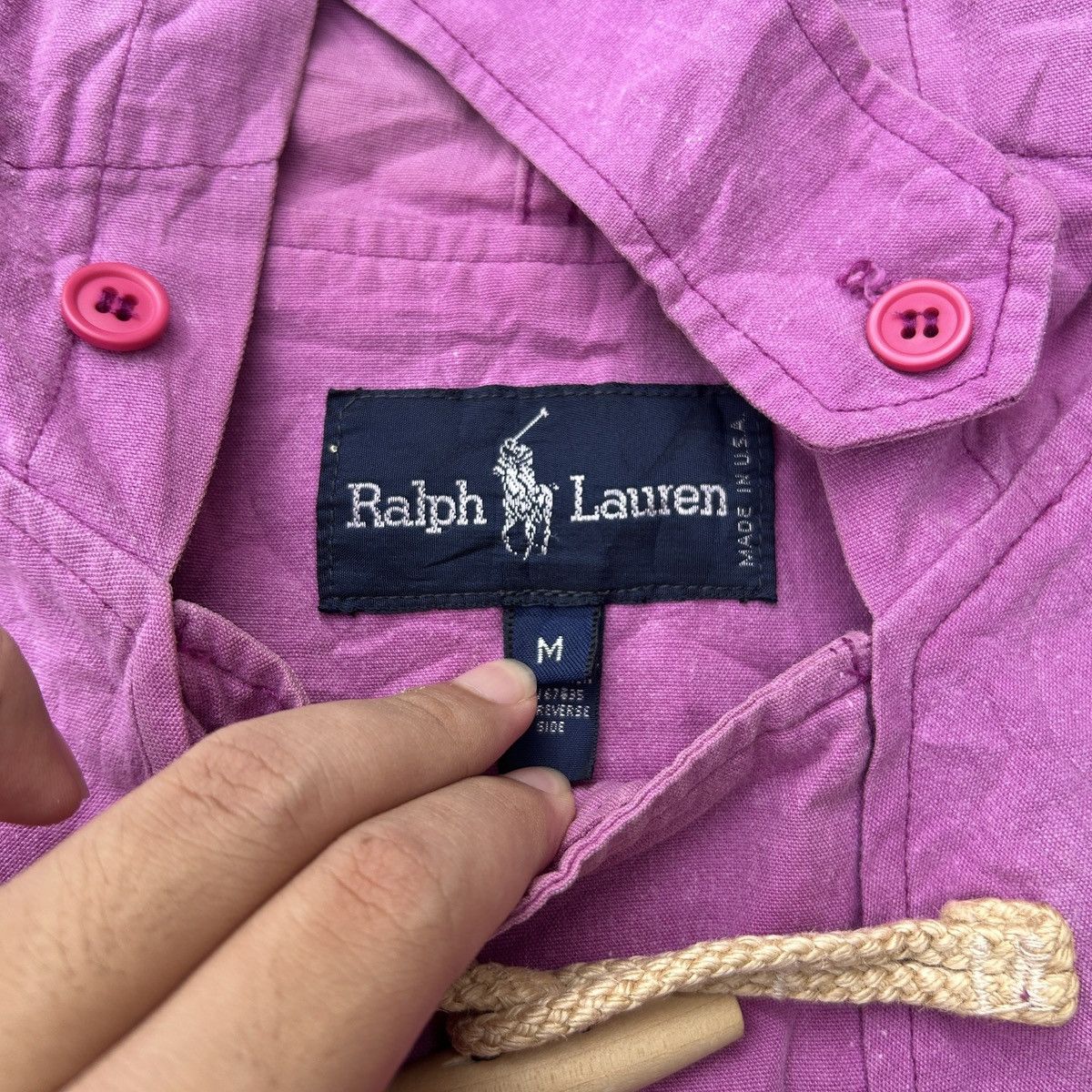 Vintage Vintage 80s-90s Polo Ralph Lauren Toggle Hoodie Sun Faded Size US L / EU 52-54 / 3 - 24 Thumbnail