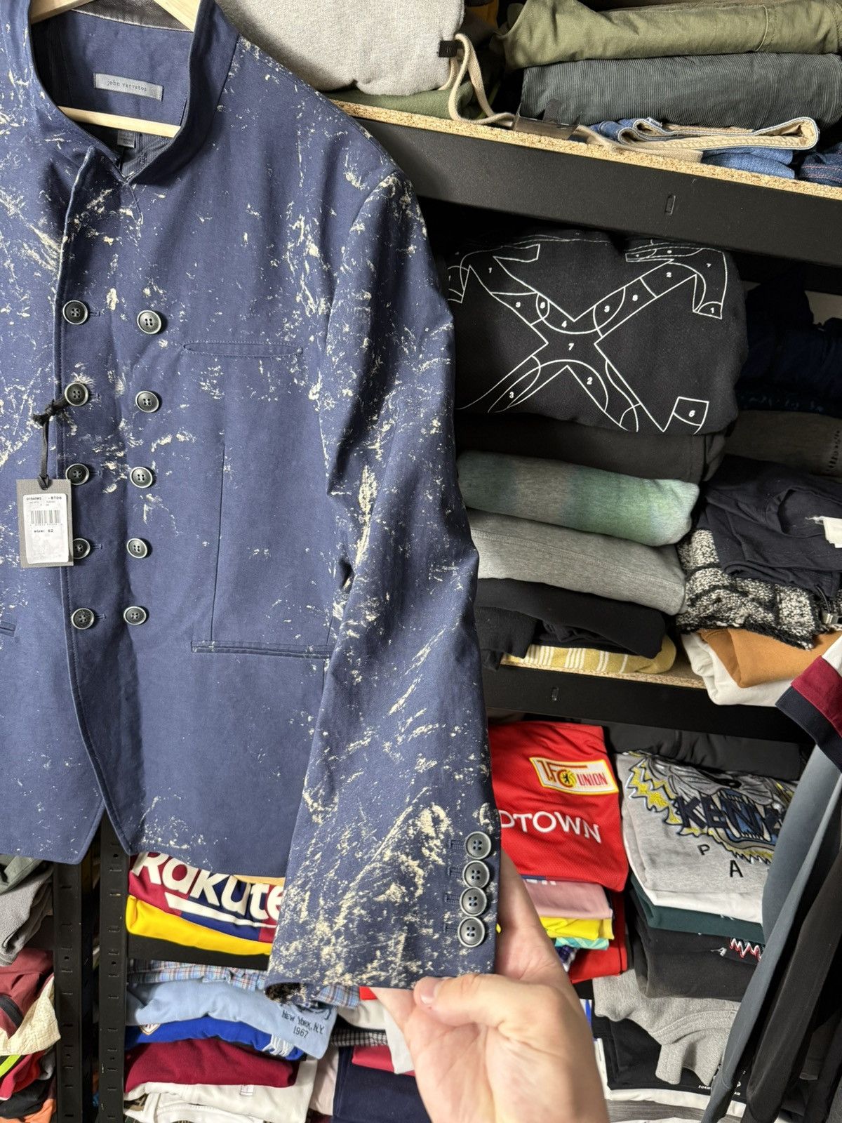 John Varvatos John Varvatos Archival Art Blazer Indigo Paint Splatter Rare Size US L / EU 52-54 / 3 - 5 Thumbnail