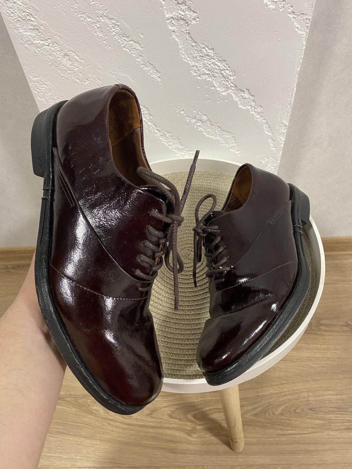 A.S.98 A.S.98 burgundy patent Leather Avantgarde Shoes Size: 42 Size US 9 / EU 42 - 1 Thumbnail