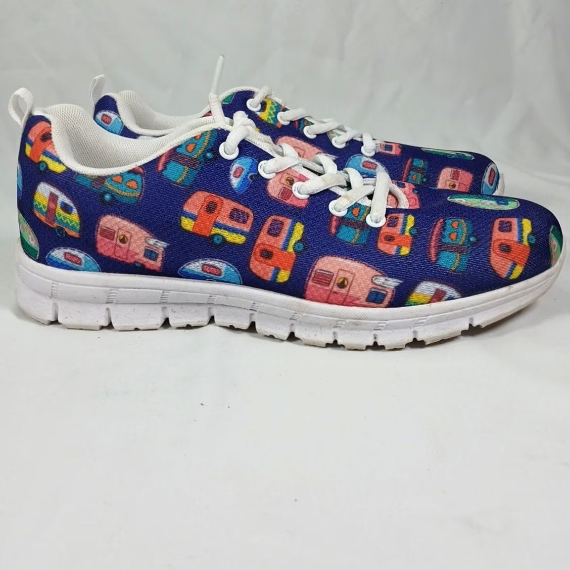 Camper Novelty Camper Trailer Print Sneakers Women’s 10 Blue Casual Athletic Shoes Tennis Size US 10 / IT 40 - 5 Thumbnail