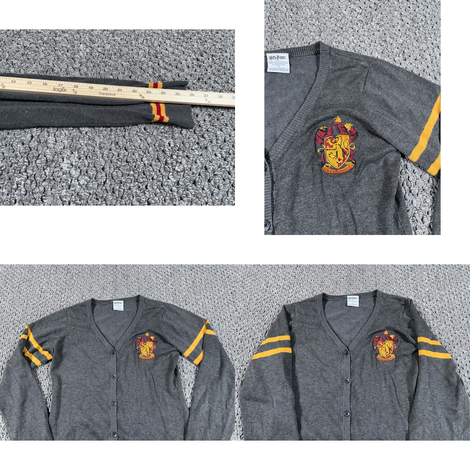Vintage Harry Potter Gryffindor Varsity Cardigan Women's XL Gray Sweater Crest Patch Size XL / US 12-14 / IT 48-50 - 8 Thumbnail
