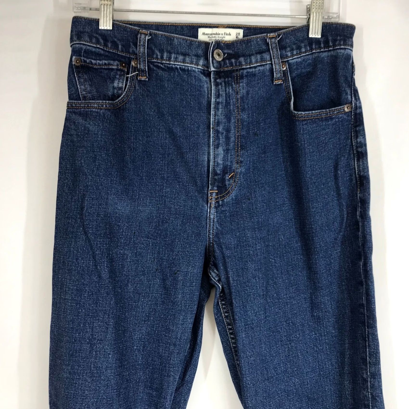 Abercrombie & Fitch Abercrombie & Fitch Ultra High Rise Ankle Straight Jeans Dark Wash Women 28/6 LONG Size 28" / US 6 / IT 42 - 2 Thumbnail
