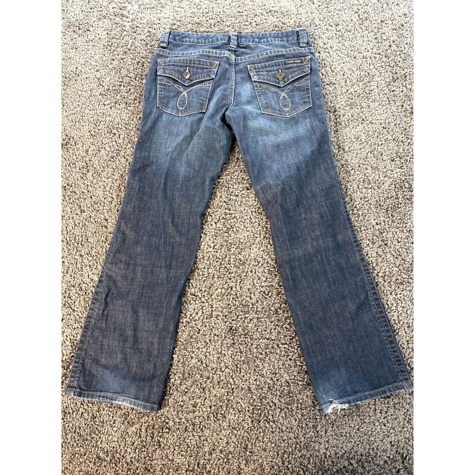 Calvin Klein VINTAGE Calvin Klein Jeans Boot Cut Women 34x30 Dark Wash Mid Rise Flap Y2K Womens Jeans 34 Inseam 30 Inseam Size 24" / US 00 / IT 34 - 8 Thumbnail