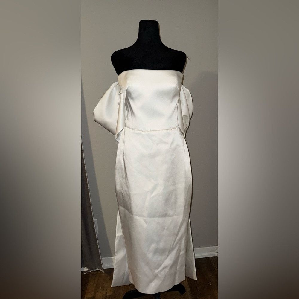 Other New | Rasario BOW-EMBELLISHED SATIN MIDI DRESS IN WHITE 8 Size M / US 6-8 / IT 42-44 - 5 Thumbnail