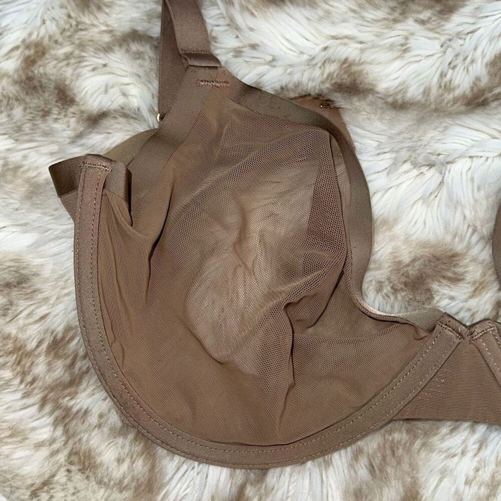 Other CUUP “The Plunge” Underwire Bra in Tan Mesh Print | Sz 32G Size ONE SIZE - 3 Thumbnail