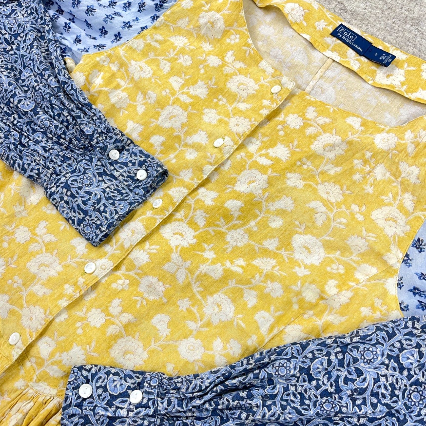 Polo Ralph Lauren Vintage Polo Ralph Lauren Blouse Women Size 8 Yellow Floral Peplum Cotton Casual Spring Summer Fall Women Size M / US 6-8 / IT 42-44 - 4 Thumbnail