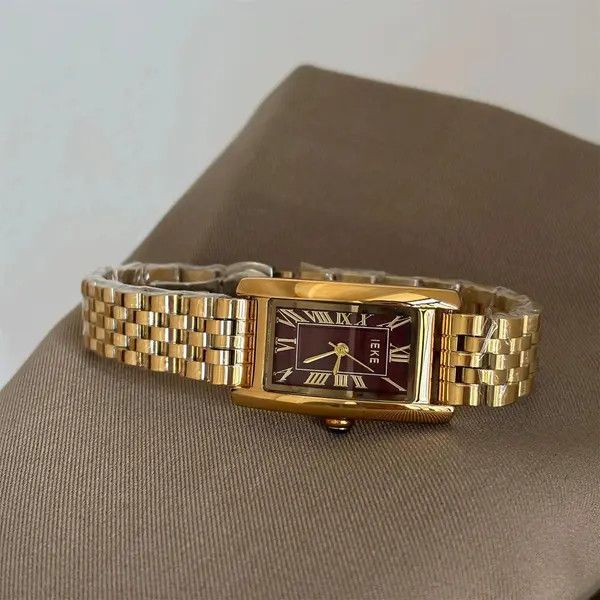 Jewelry Rectangular Face Wristwatch, Classic Gold Watch Size ONE SIZE - 7 Thumbnail