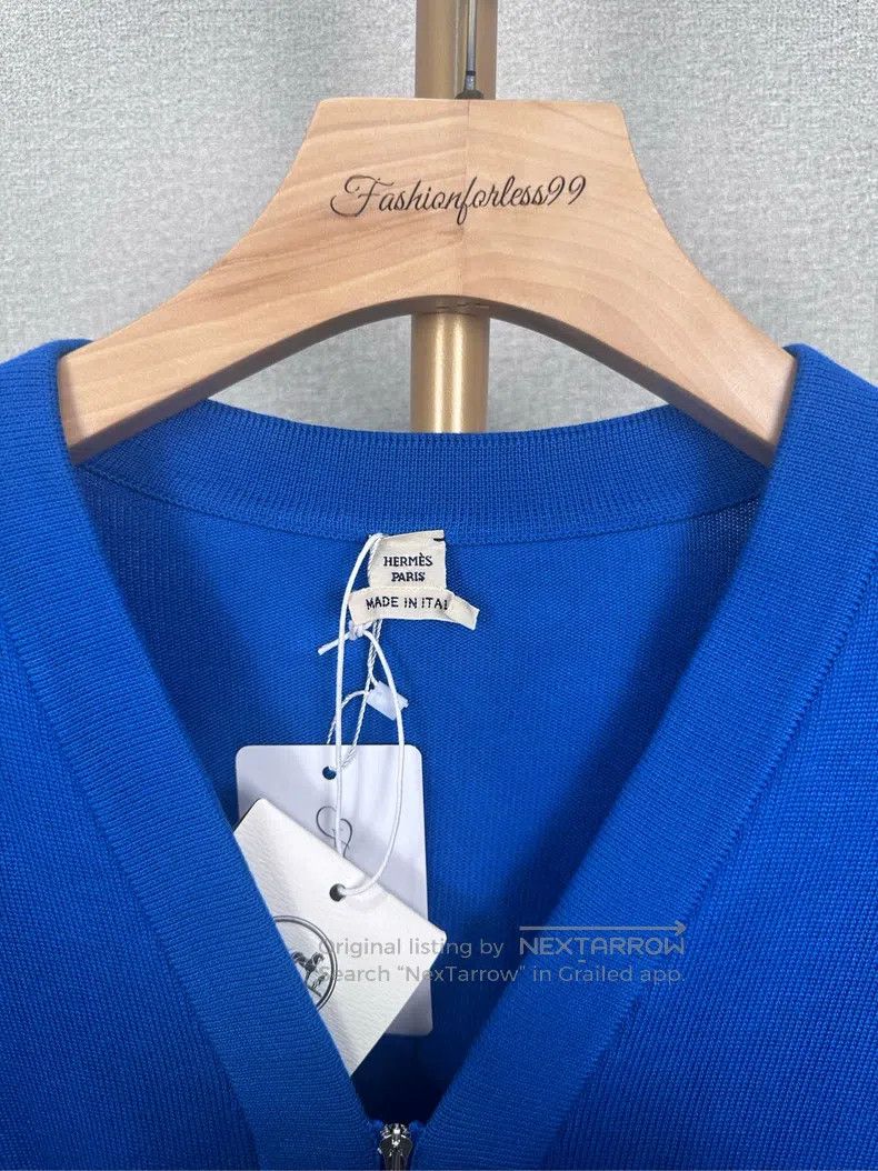 Hermes Hermes Blue Wool Cardigan Size XXS / US 00 / IT 34 - 3 Thumbnail