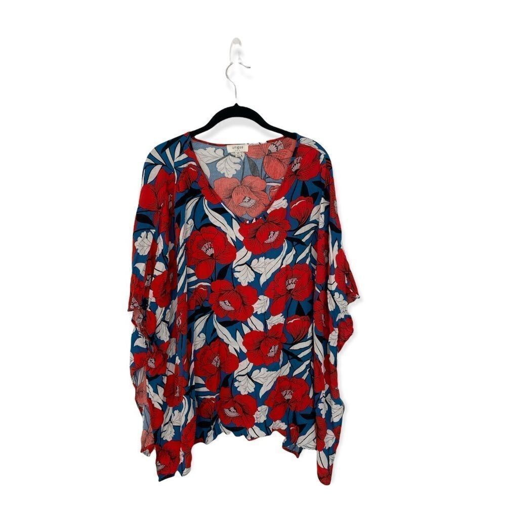 Other Umgee Bold Red Floral Kimono-Style Blouse / Cover-Up – Size Size S / US 4 / IT 40 - 2 Thumbnail
