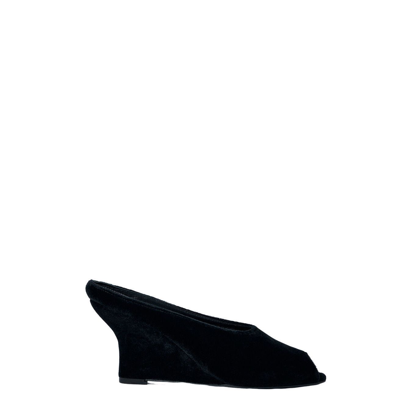 TOTEME Black Velvet Peep-Toe Wedge Mules New & Authentic (Wo