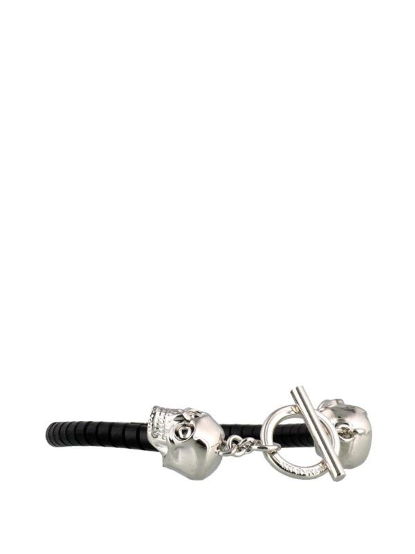 Alexander McQueen o1w1db10725 Size:OS/Skull Leather Bracelet in Black/Silver Size ONE SIZE - 3 Thumbnail