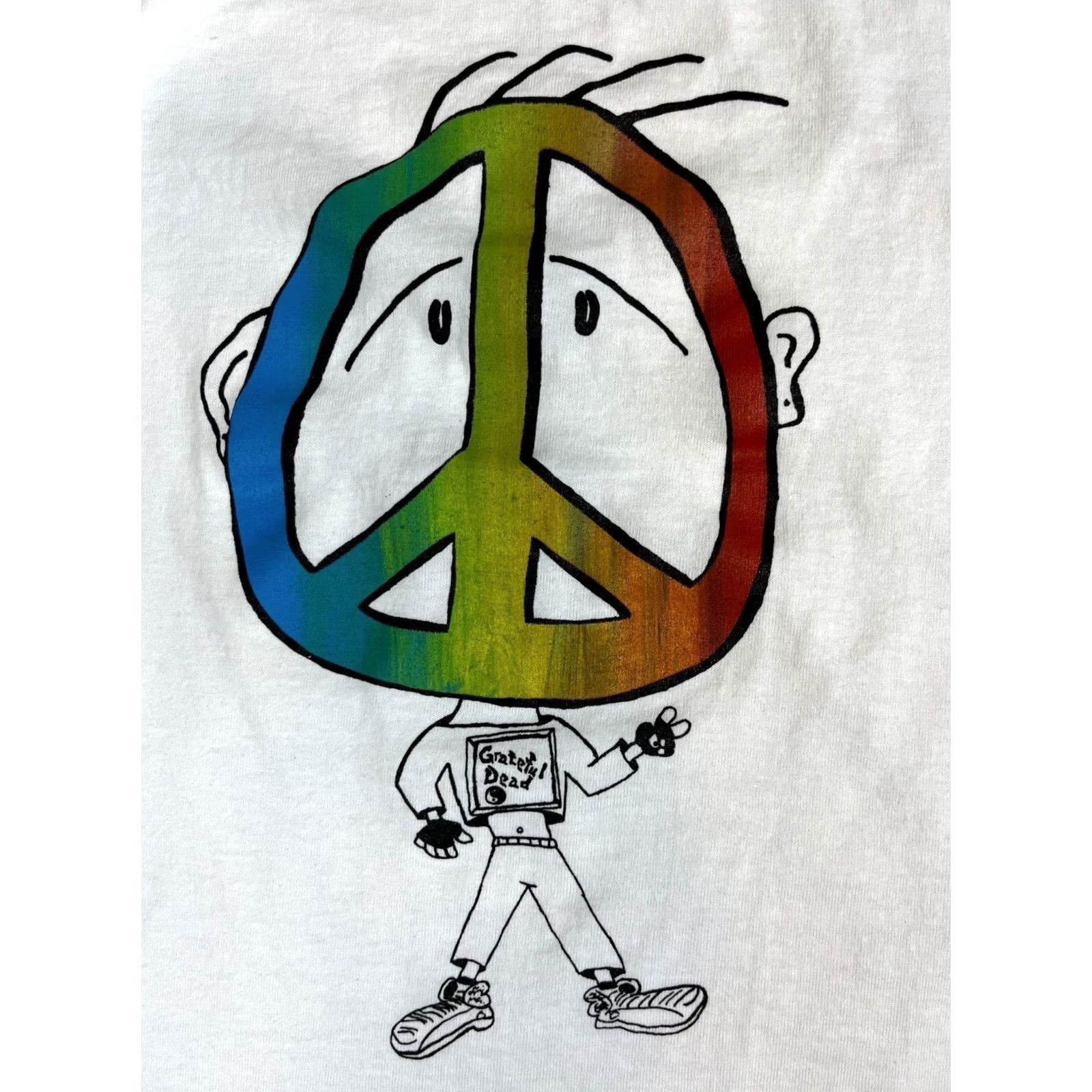 Fruit Of The Loom VINTAGE Grateful Dead T-Shirt Unisex Adults Short Sleeve Crew Neck Made in USA 1990s White Size L Cotton Poly Blend Single Stitch Size US L / EU 52-54 / 3 - 3 Thumbnail