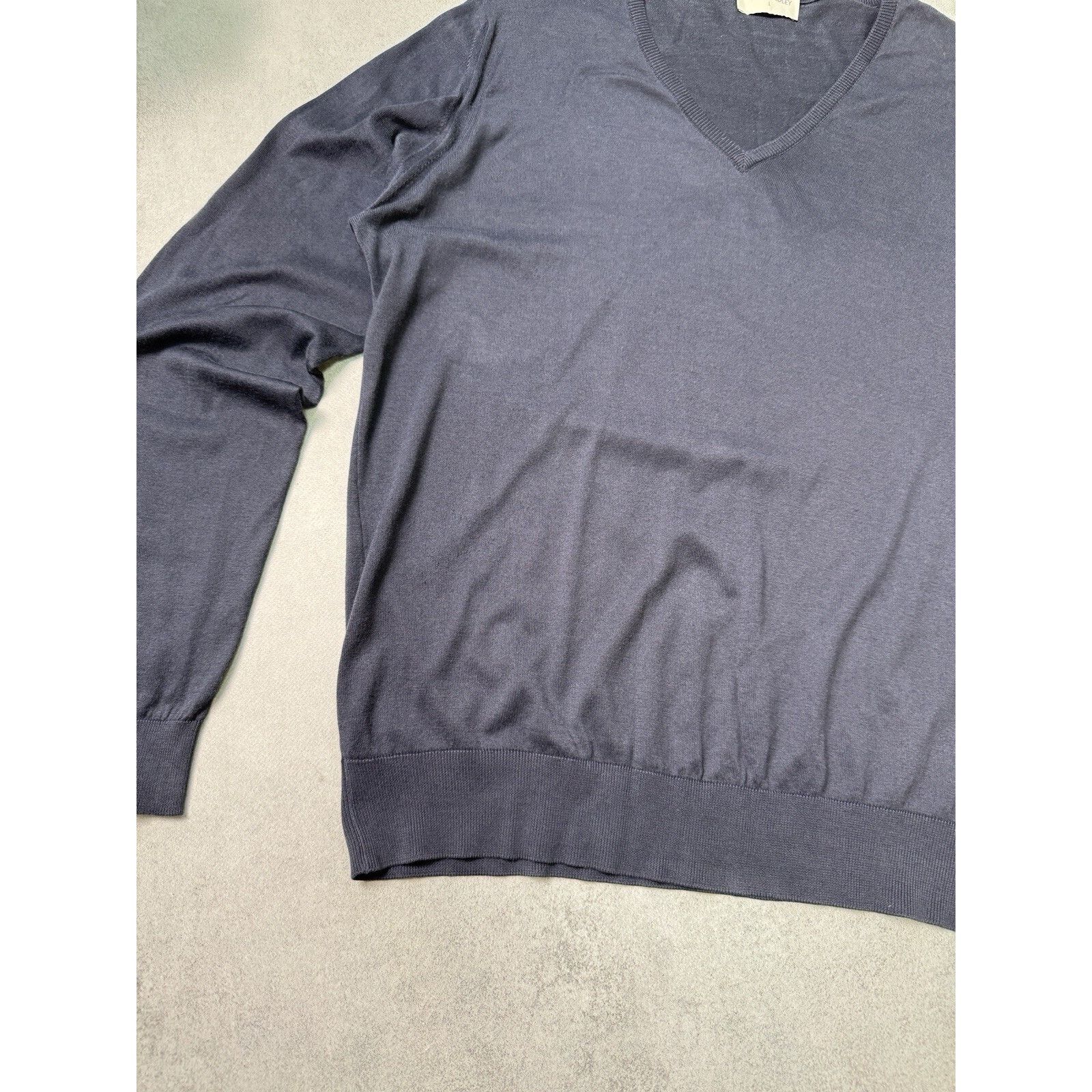 John Smedley John Smedley V Neck Men Sweater Cotton Jumper Pullover Size US L / EU 52-54 / 3 - 4 Thumbnail