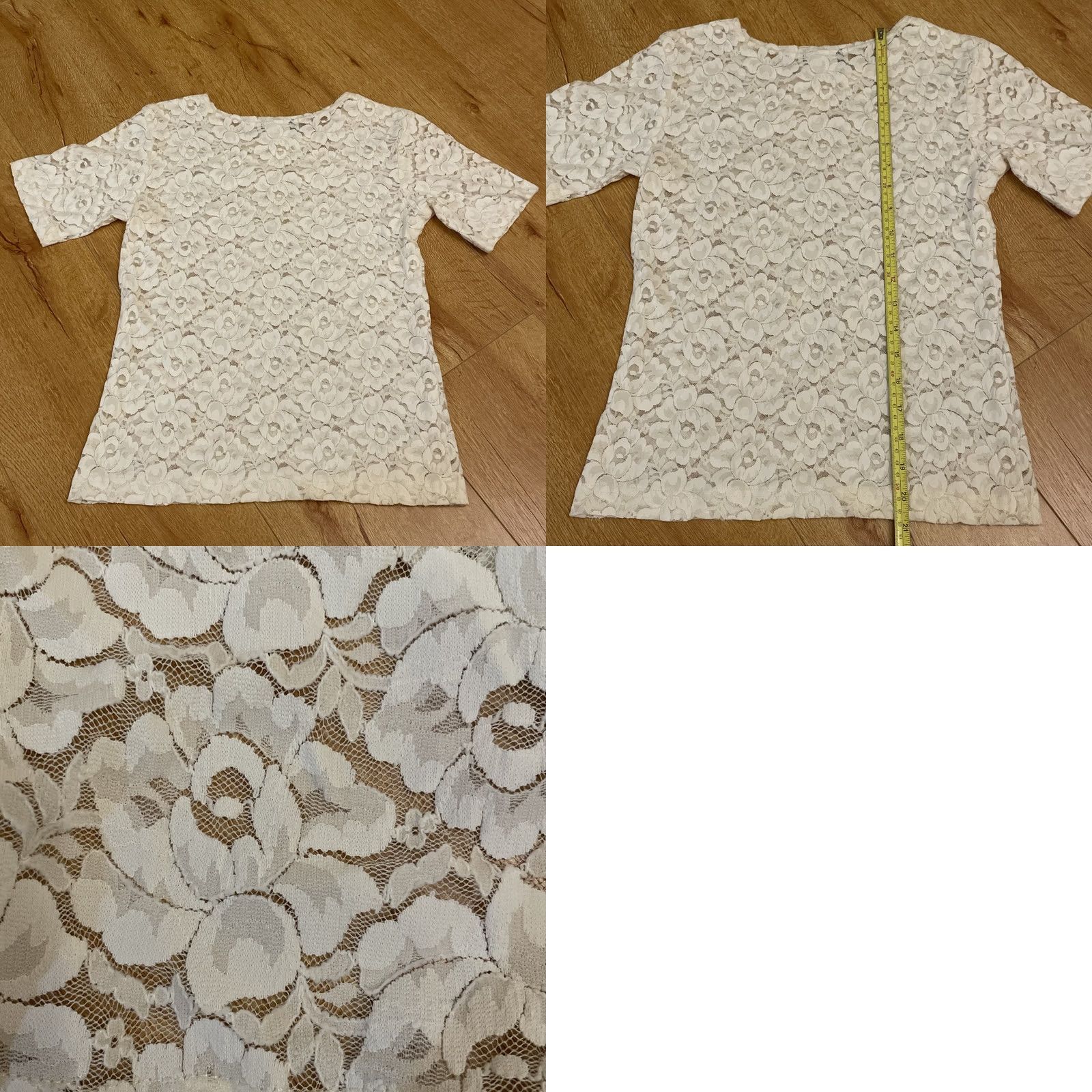 Vintage VINTAGE Anna Kriste Cropped Lace Top Sheer Ivory 90s Y2K Fairy Grunge Cottage Coquette P Womens M Size M / US 6-8 / IT 42-44 - 8 Thumbnail