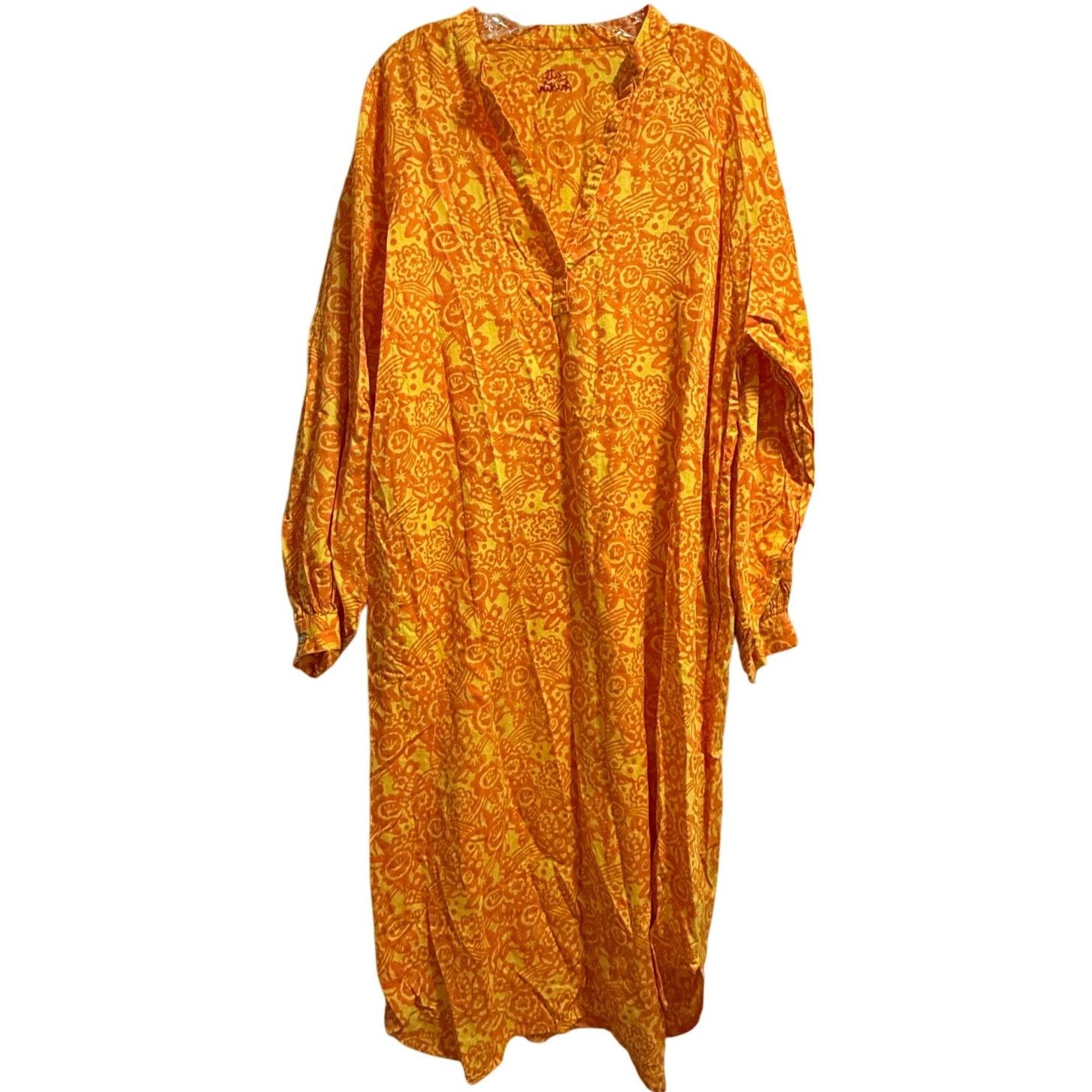 Other Kate Austin 100% Cotton Orange Yellow Oversized Caftan Dress Size M / US 6-8 / IT 42-44 - 1 Thumbnail