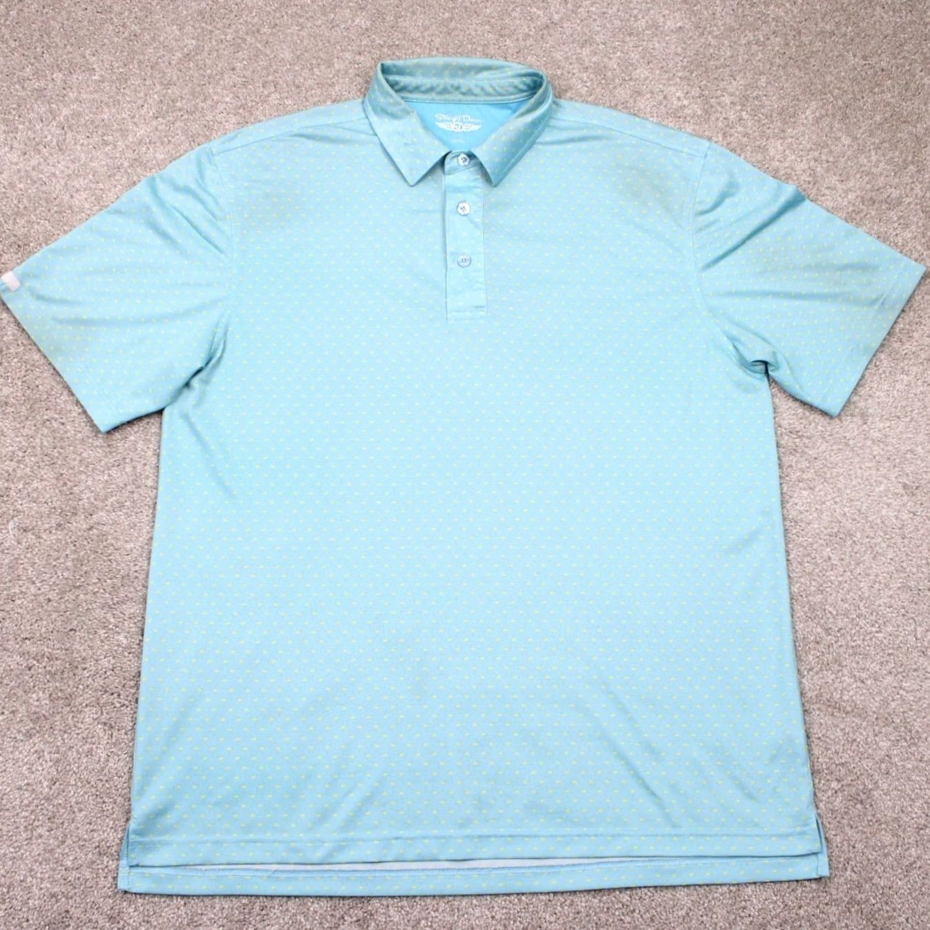 Vintage Straight Down Polo Shirt Mens Large Blue/Yellow Geometric S/S Golf Stretch Size US L / EU 52-54 / 3 - 2 Thumbnail