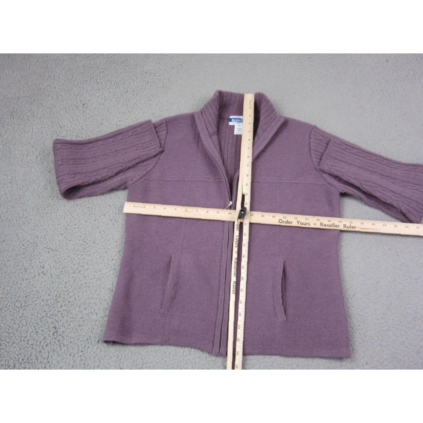 Pendleton VINTAGE Pendleton Cardigan Womens M Purple Wool Knit Sweater Full Zip 80s 90s City Classic Size M / US 6-8 / IT 42-44 - 6 Thumbnail