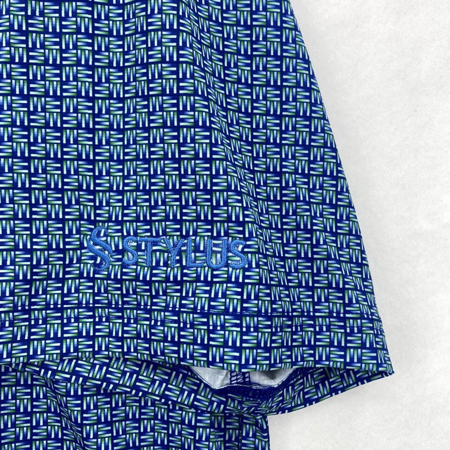 Vintage Chase 54 Polo Golf Shirt Mens XL Blue Geometric Print DryFuze Performance Stylus Size US XL / EU 56 / 4 - 3 Thumbnail