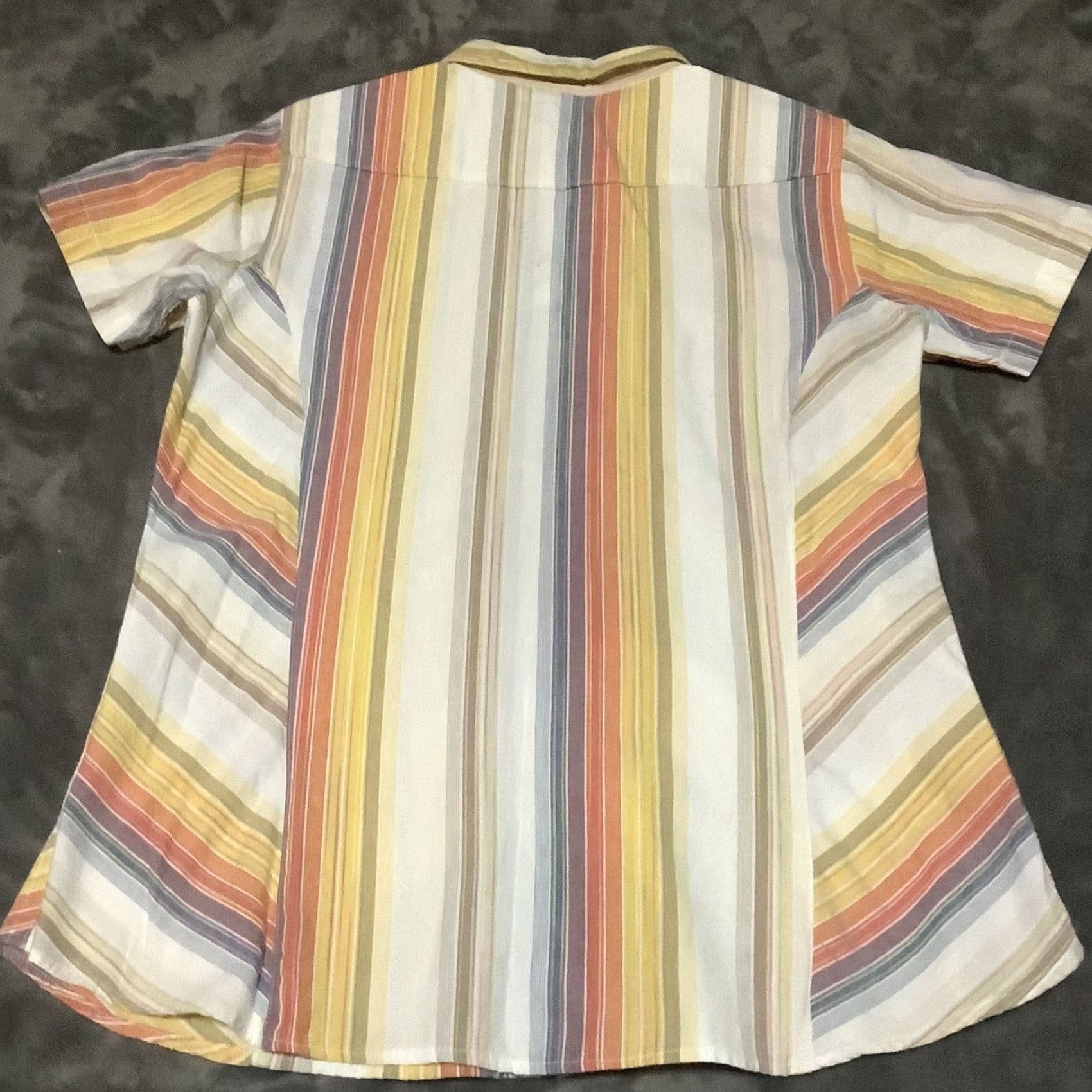 Walls Walls Shirt Adult M Orange & Blue Striped Snap Button Up S/S Western Size US M / EU 48-50 / 2 - 3 Thumbnail