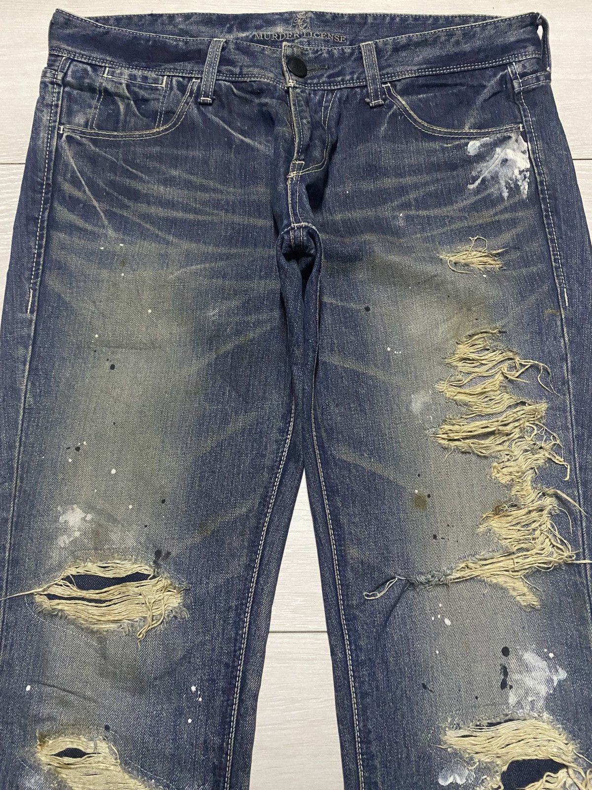 Murder License Vintage Murder License Paint Splatter Distressed Slim Jeans Size US 36 / EU 52 - 3 Thumbnail
