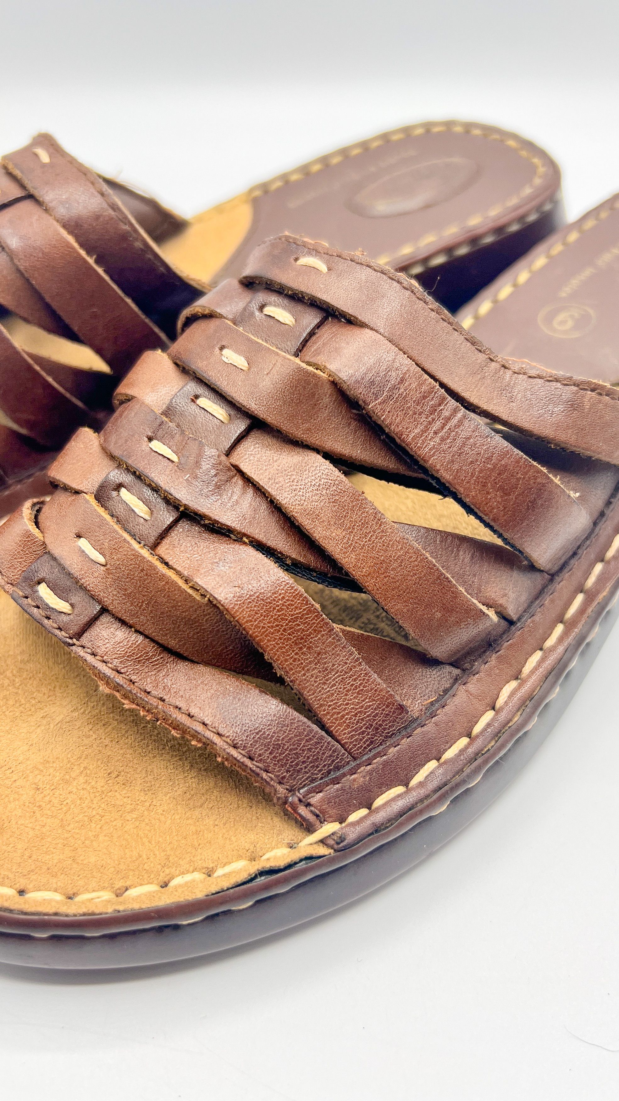 Scholl Dr. Scholl's Reba II Brown Woven Leather Mule Sandals Size US 9 / IT 39 - 4 Thumbnail