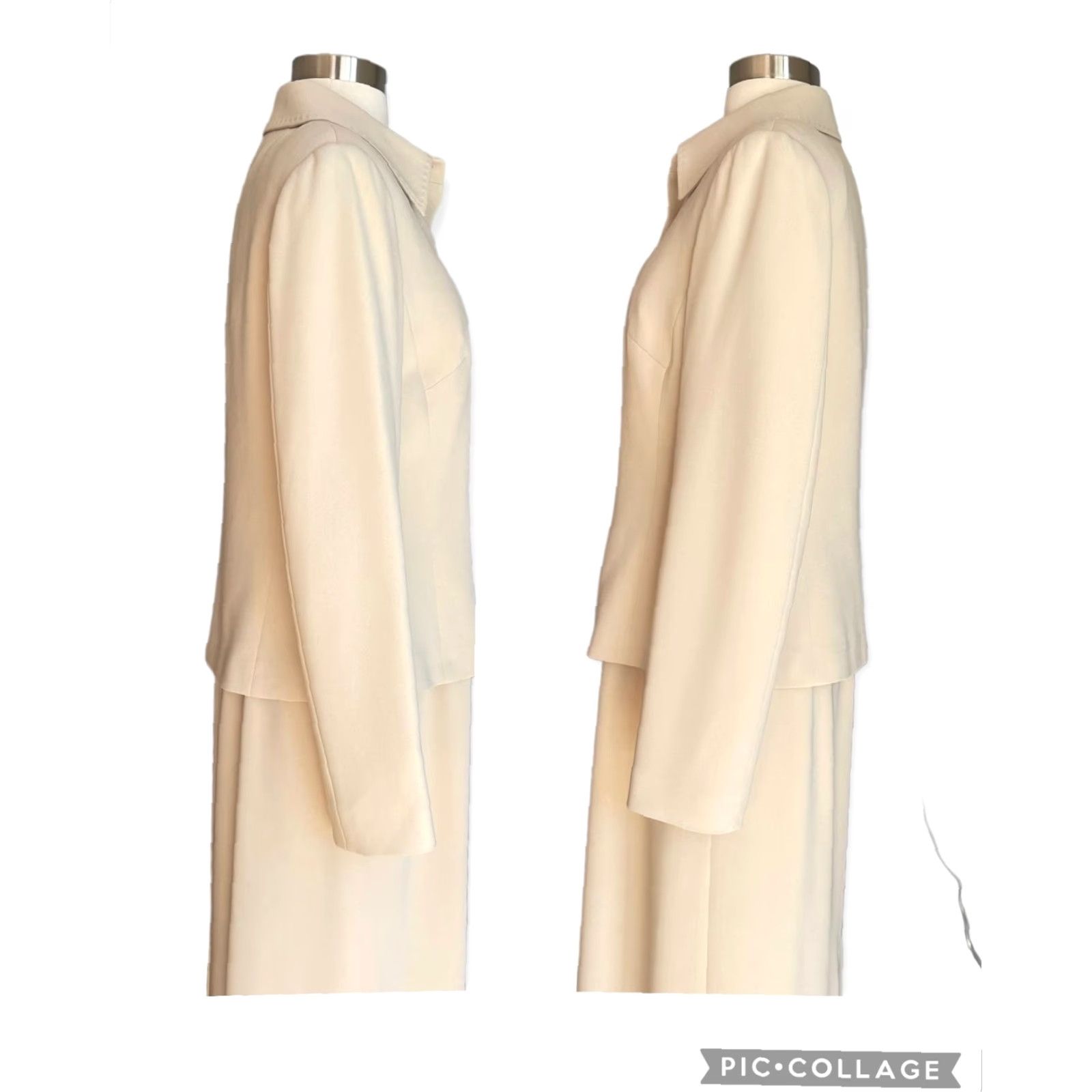 Max Mara VINTAGE MAX MARA 2pc Jacket & Maxi Long Dress Beige Suit Sz 10 Jacket Dress Women Size L / US 10 / IT 46 - 7 Thumbnail