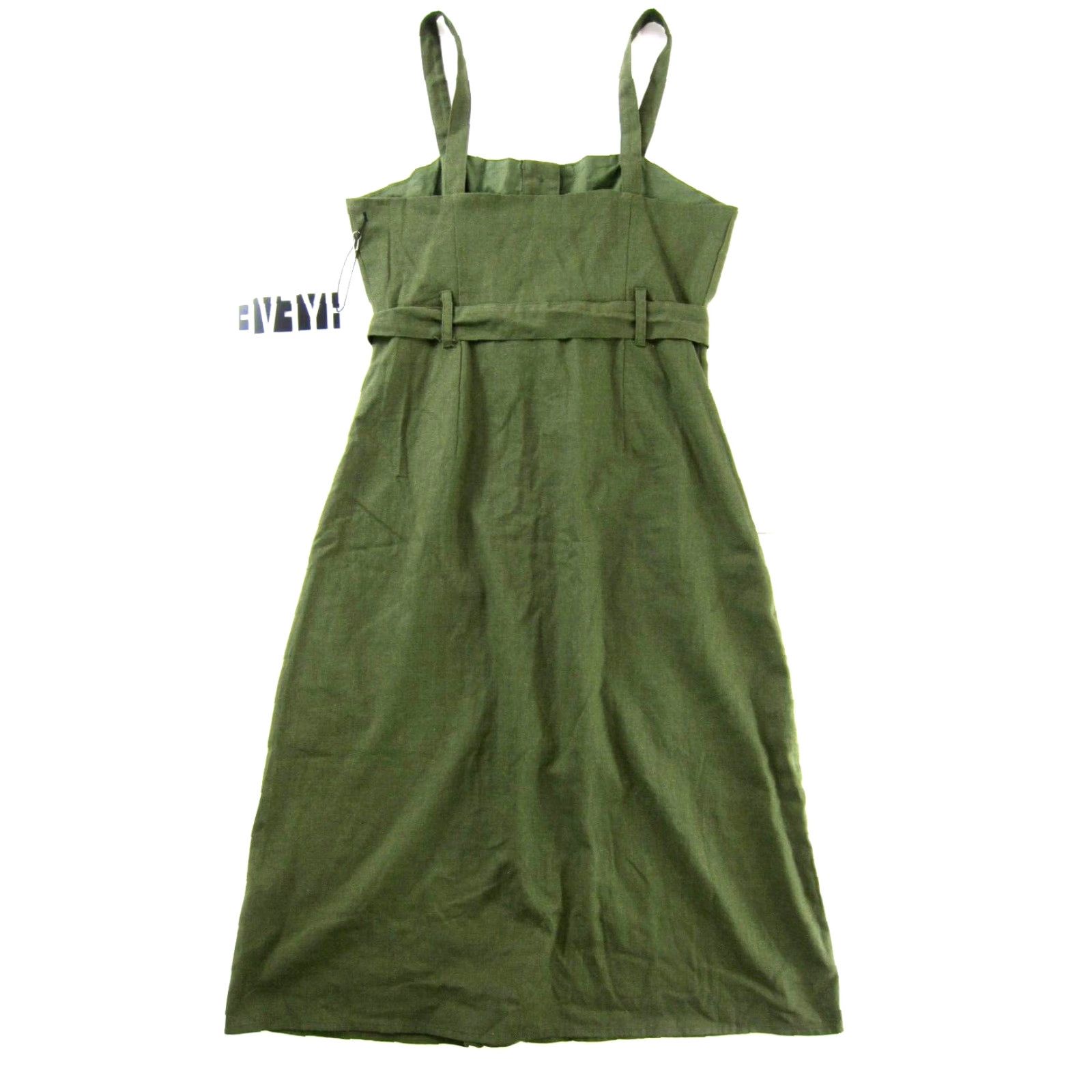 Vintage NWT HYFVE Army Olive Green Linen Cotton Button Down Belted Tank Sun Dress M Size M / US 6-8 / IT 42-44 - 2 Thumbnail