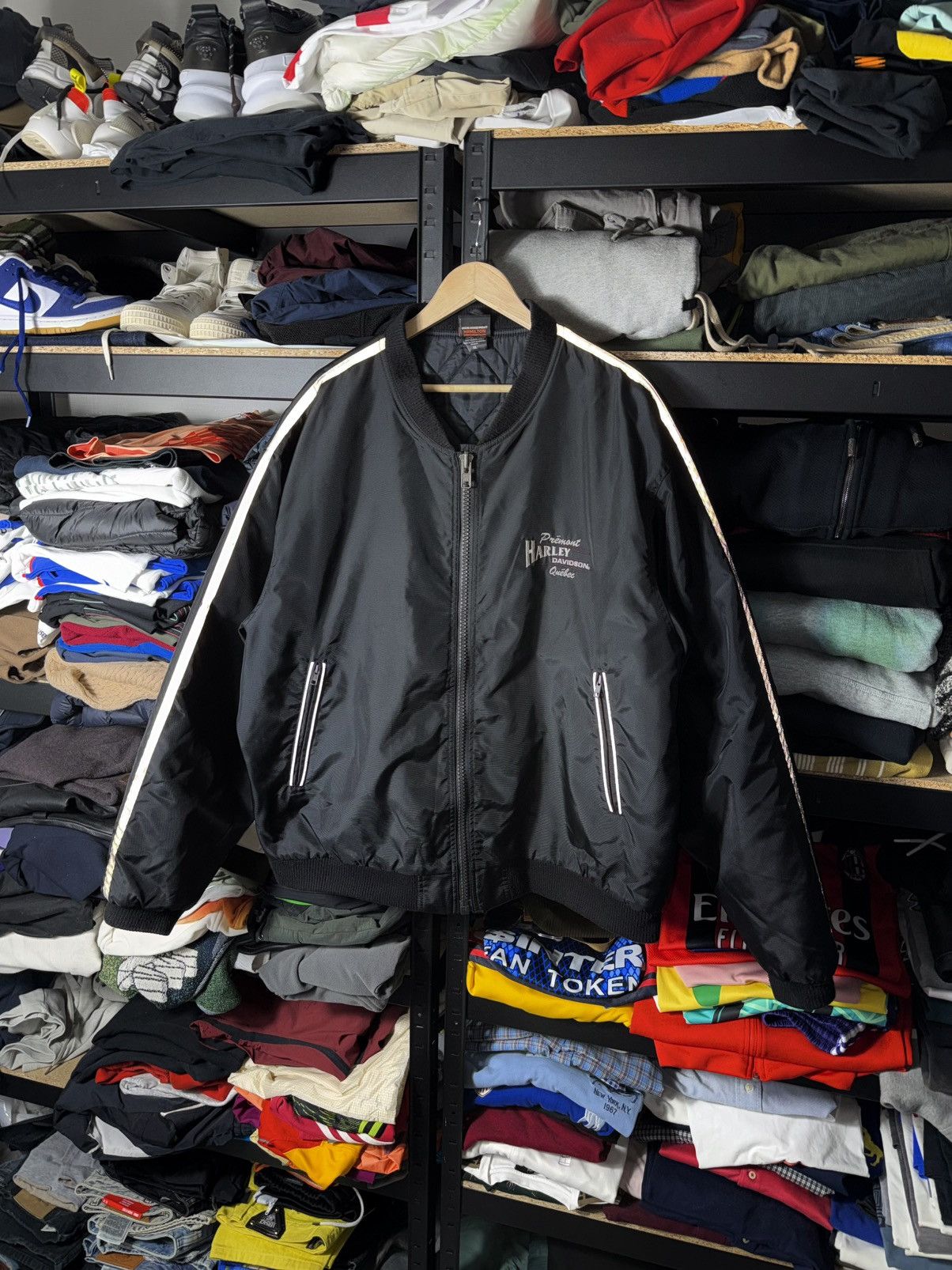 Harley Davidson Vintage Harley Davidson Bomber Jacket Black XL Racing Biker Size US XL / EU 56 / 4 - 9 Thumbnail