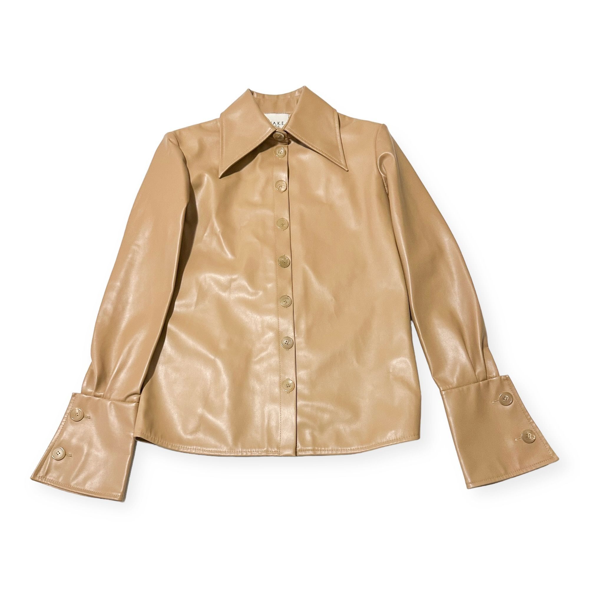 A.W.A.K.E. MODE A.W.A.K.E. MODE Faux Leather Shirt With Cuff Detail, Size 34 Size XS / US 0-2 / IT 36-38 - 4 Thumbnail