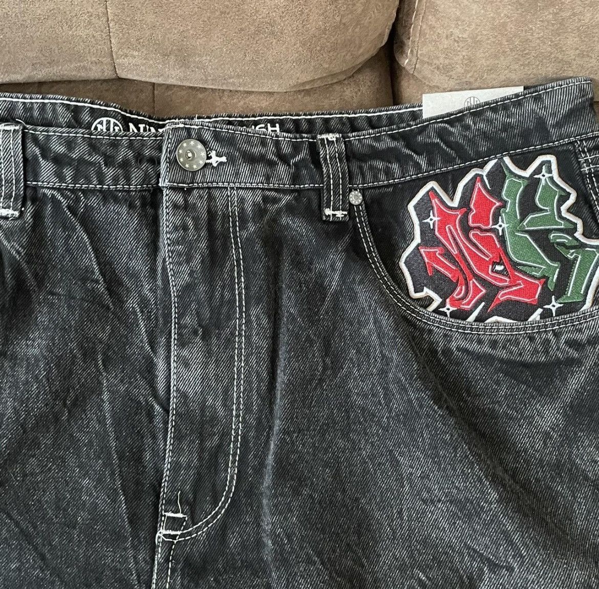 Ninth Hall Ninth Hall Ambush Embroidered Black Denim Jeans Size US 40 / EU 56 - 1 Thumbnail