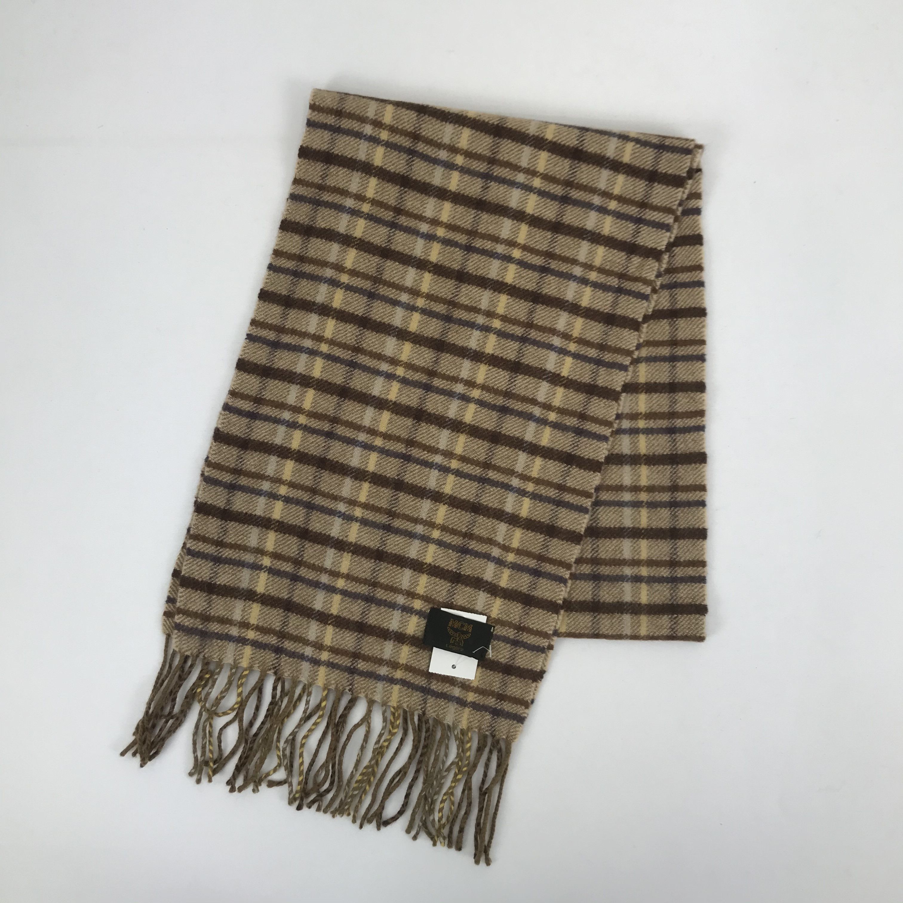 MCM Vintage MCM Scarf Muffler Check Plaid Wool Scarves Size ONE SIZE - 3 Thumbnail