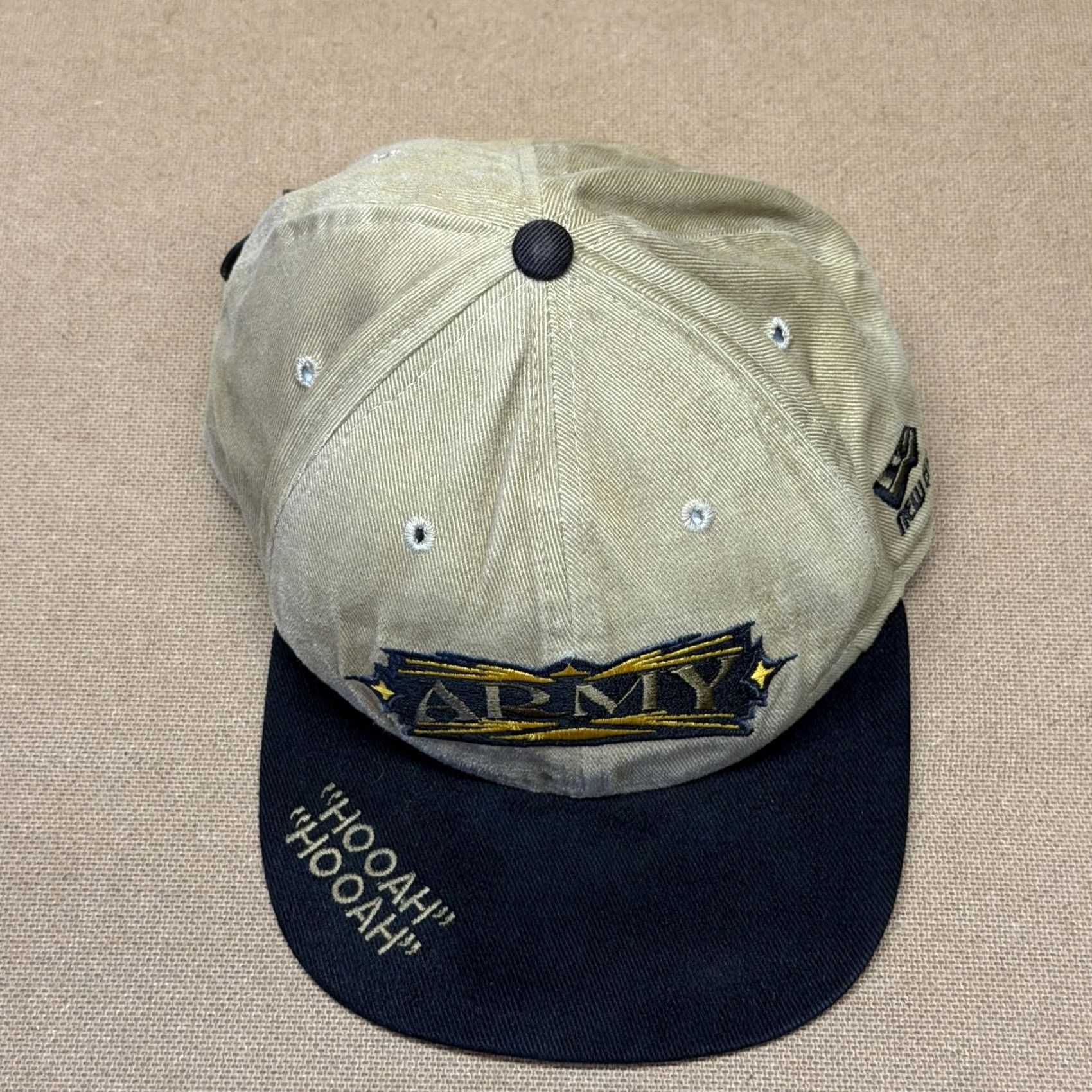 New Era VINTAGE New Era Army strap back baseball cap Mens One Size Beige Twill HOOAH 90s, Army, Patriotic, Adjustable, Casual Size ONE SIZE - 3 Thumbnail