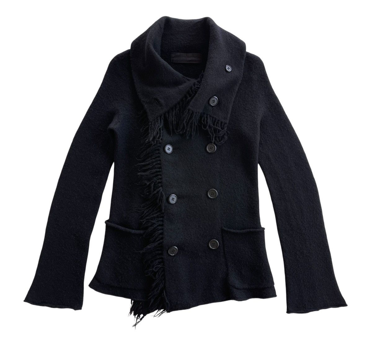 gomme GOMME Double Breasted Wool Fringe High Neck Jacket Size S / US 4 / IT 40 - 4 Thumbnail