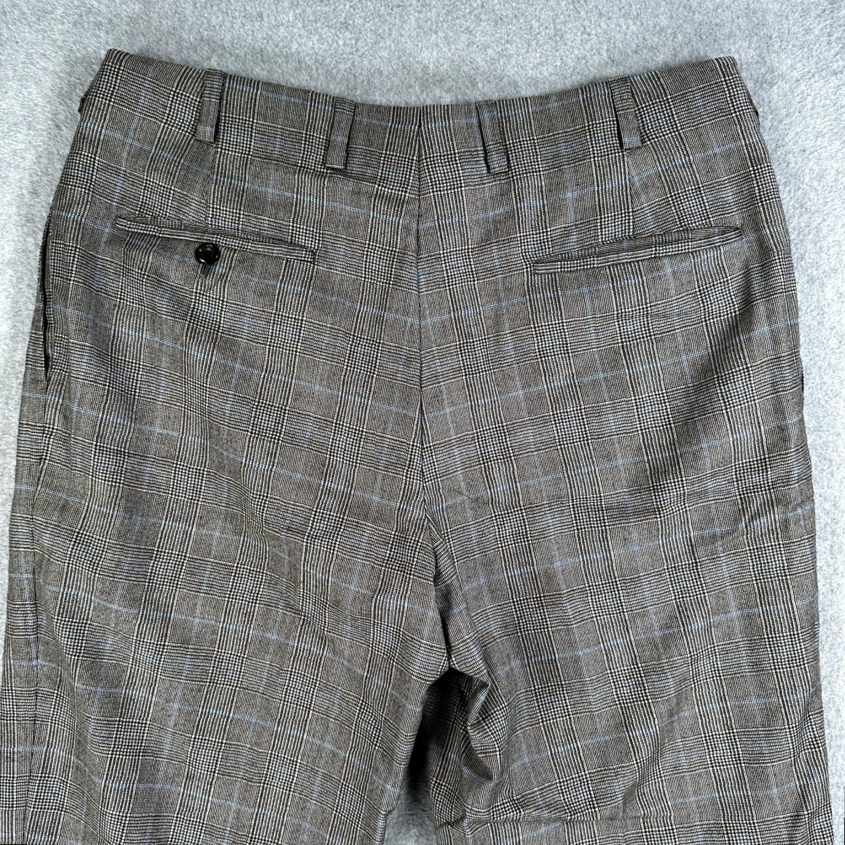 Vintage Oxford Clothes Mens Dress Pants 36x30 Gray Plaid Wool Pleated Cuffed Trousers Size US 36 / EU 52 - 7 Thumbnail
