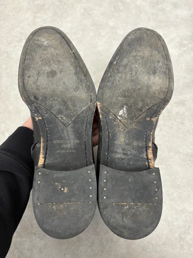 Louis Vuitton Louis Vuitton Black Faded Anthracite Leather Ankle Boots Size US 9 / EU 42 - 9 Thumbnail