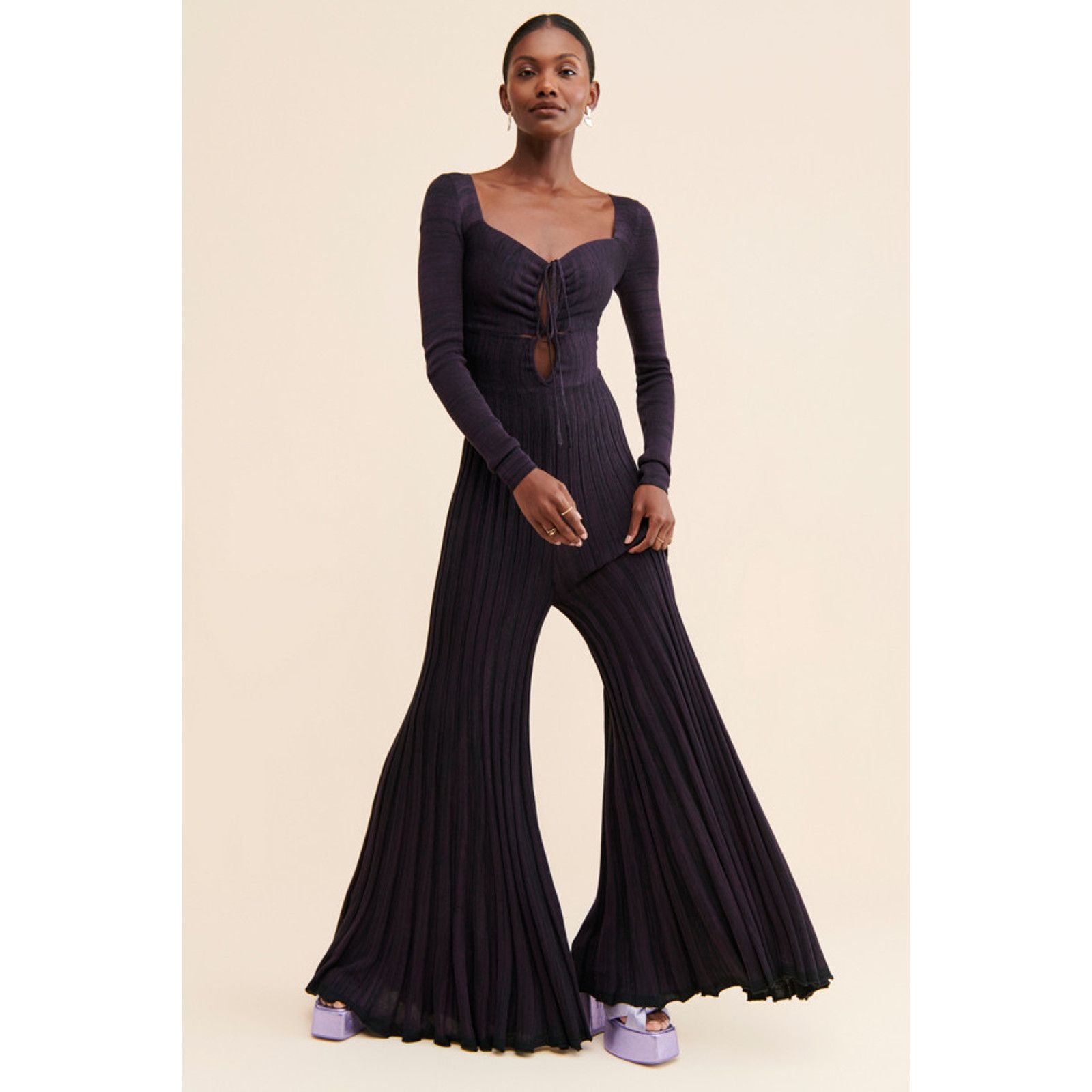 Free People New Free People Ladies Jumpsuit $168 XS Plum Ribbed Knit Size 26" / US 2 / IT 38 - 3 Thumbnail