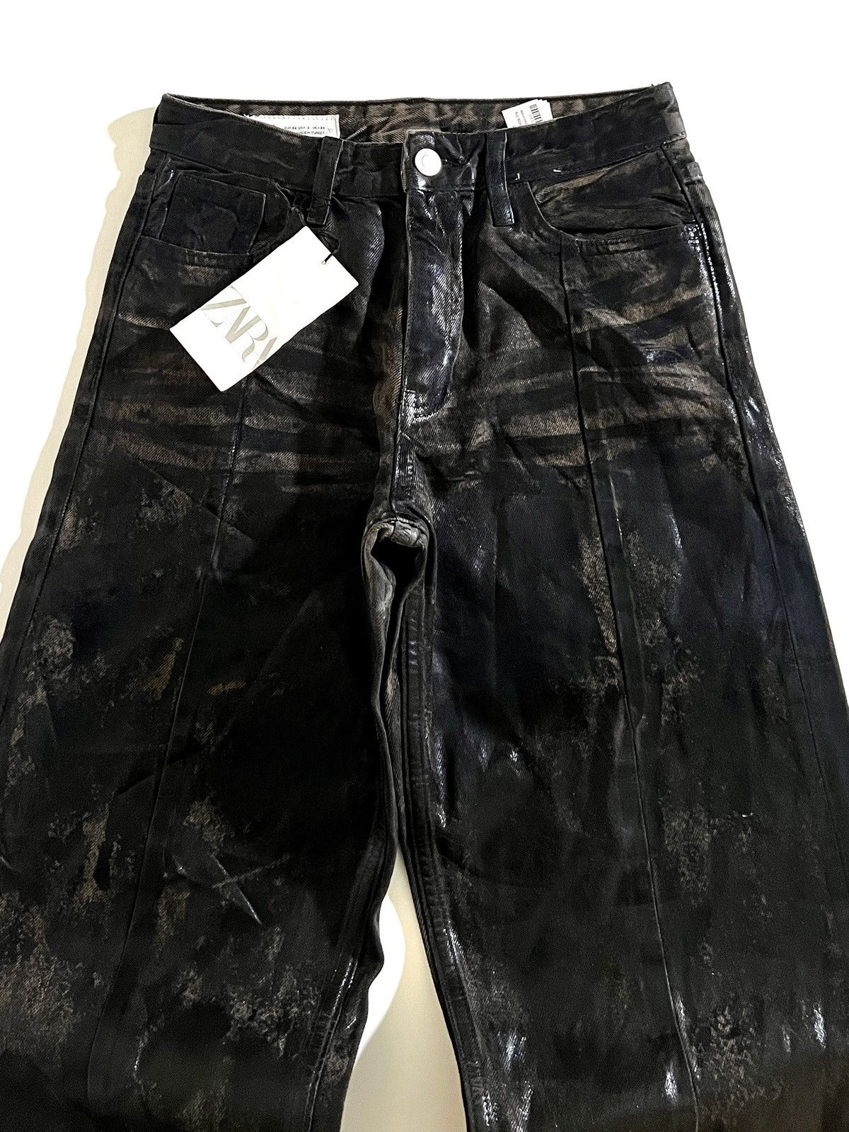 Zara Zara TRF Waxed Wide Leg Jeans with Split Hem y2k Size 28" / US 6 / IT 42 - 3 Thumbnail