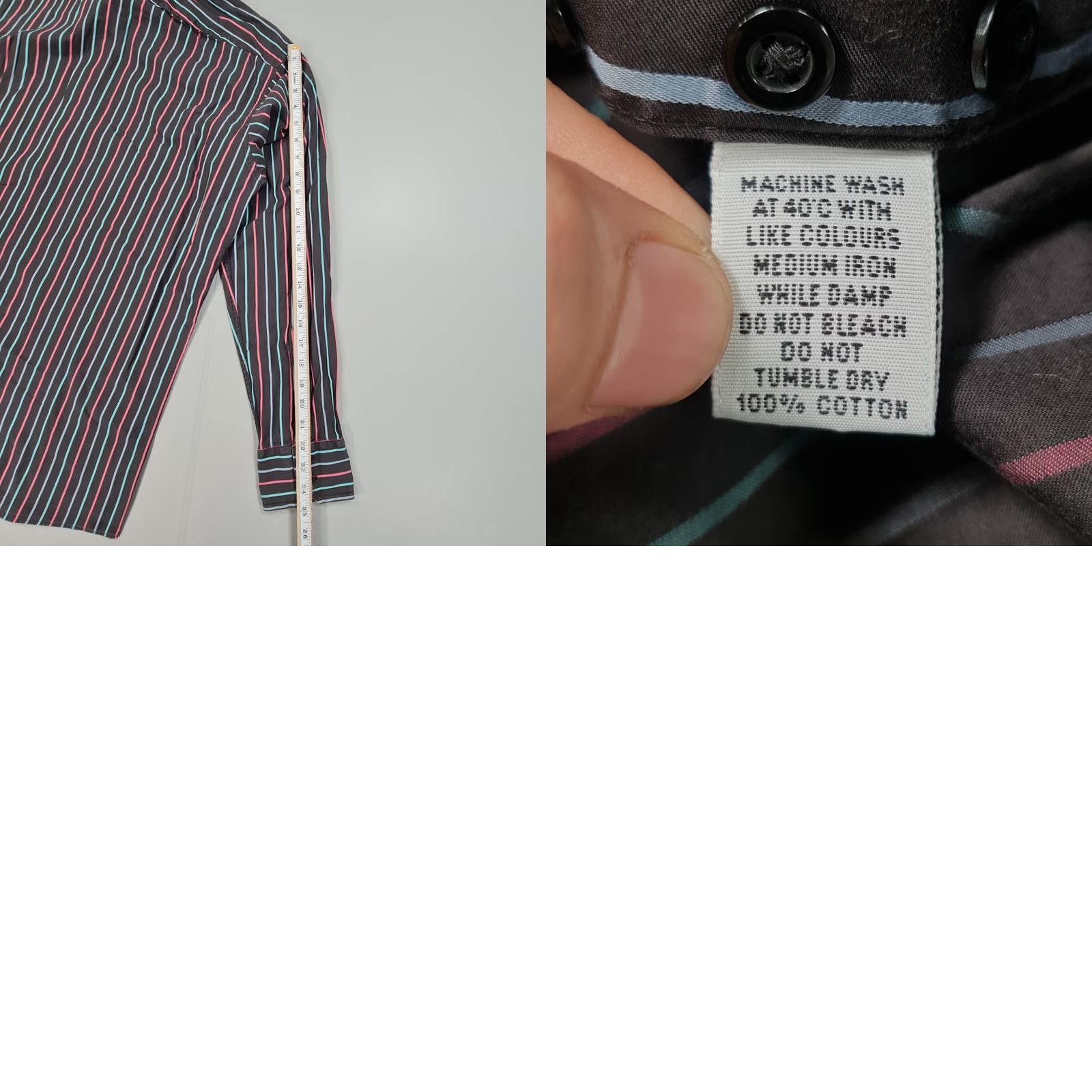Vintage TM Lewin Mens Shirt Black 17 Slim Fit Button-Up Collared Cotton Striped Long Sleeve Vintage No Size US XL / EU 56 / 4 - 8 Thumbnail
