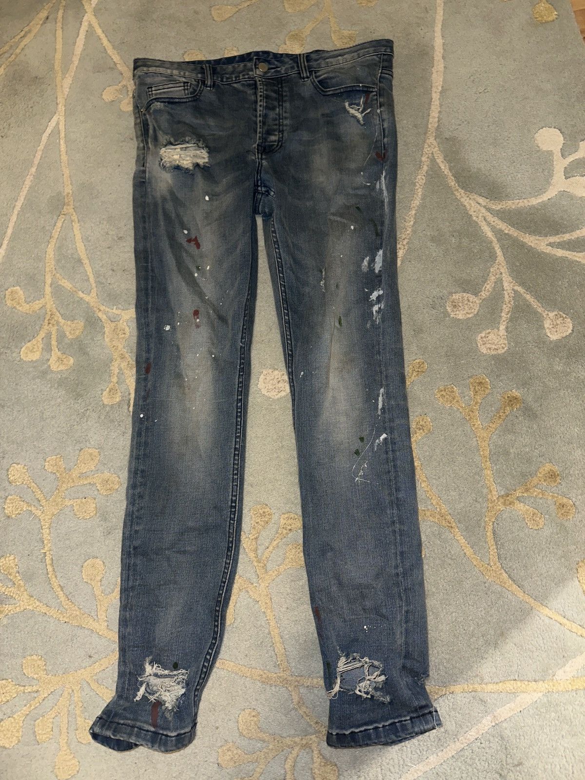 Profound Aesthetic Profound Aesthetic Blue Denim Jeans Distressed Paint Size US 32 / EU 48 - 1 Thumbnail